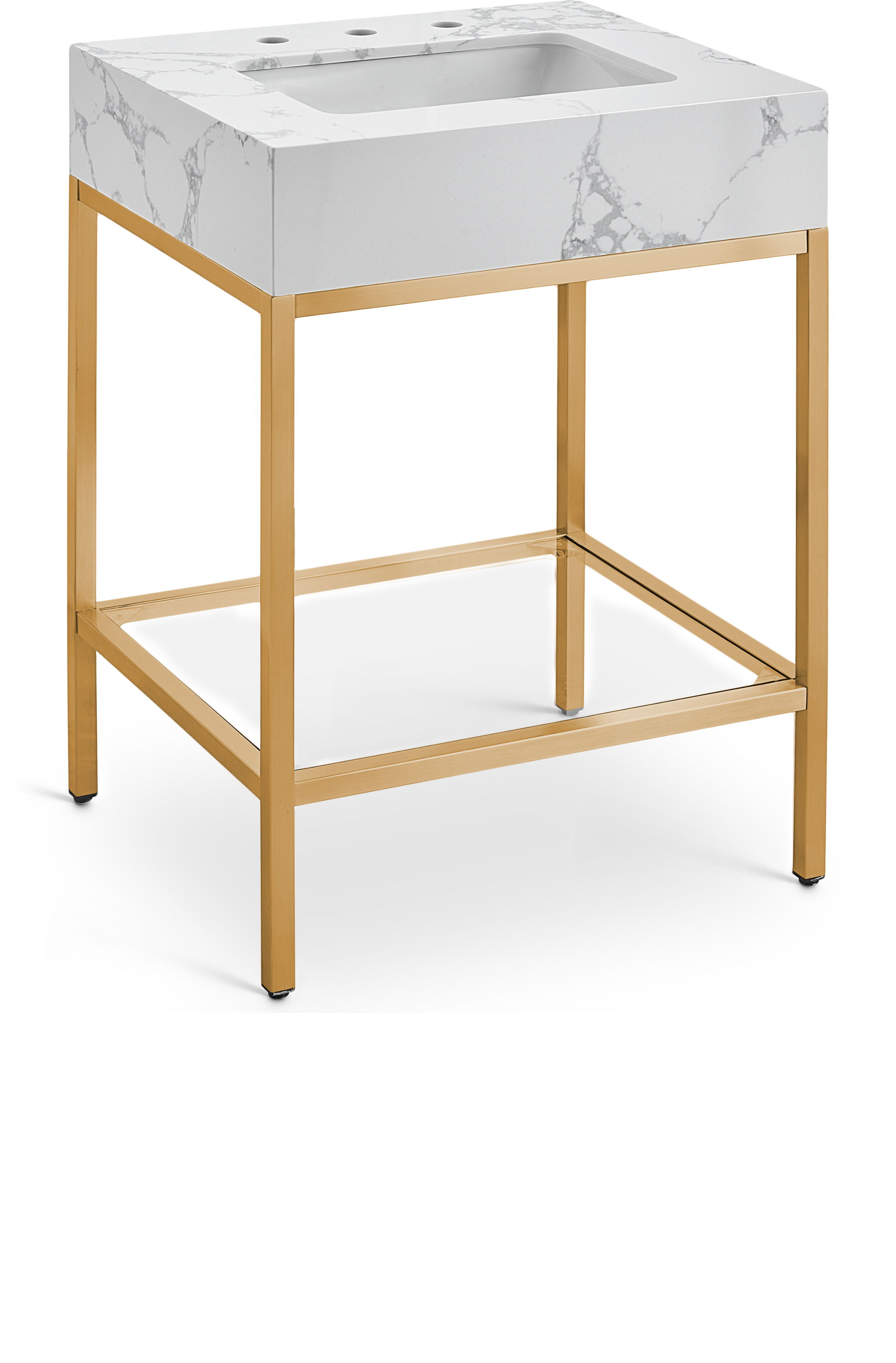 Marmo - 24" Engineered Marble Bathroom Vanity With Gold Base - White