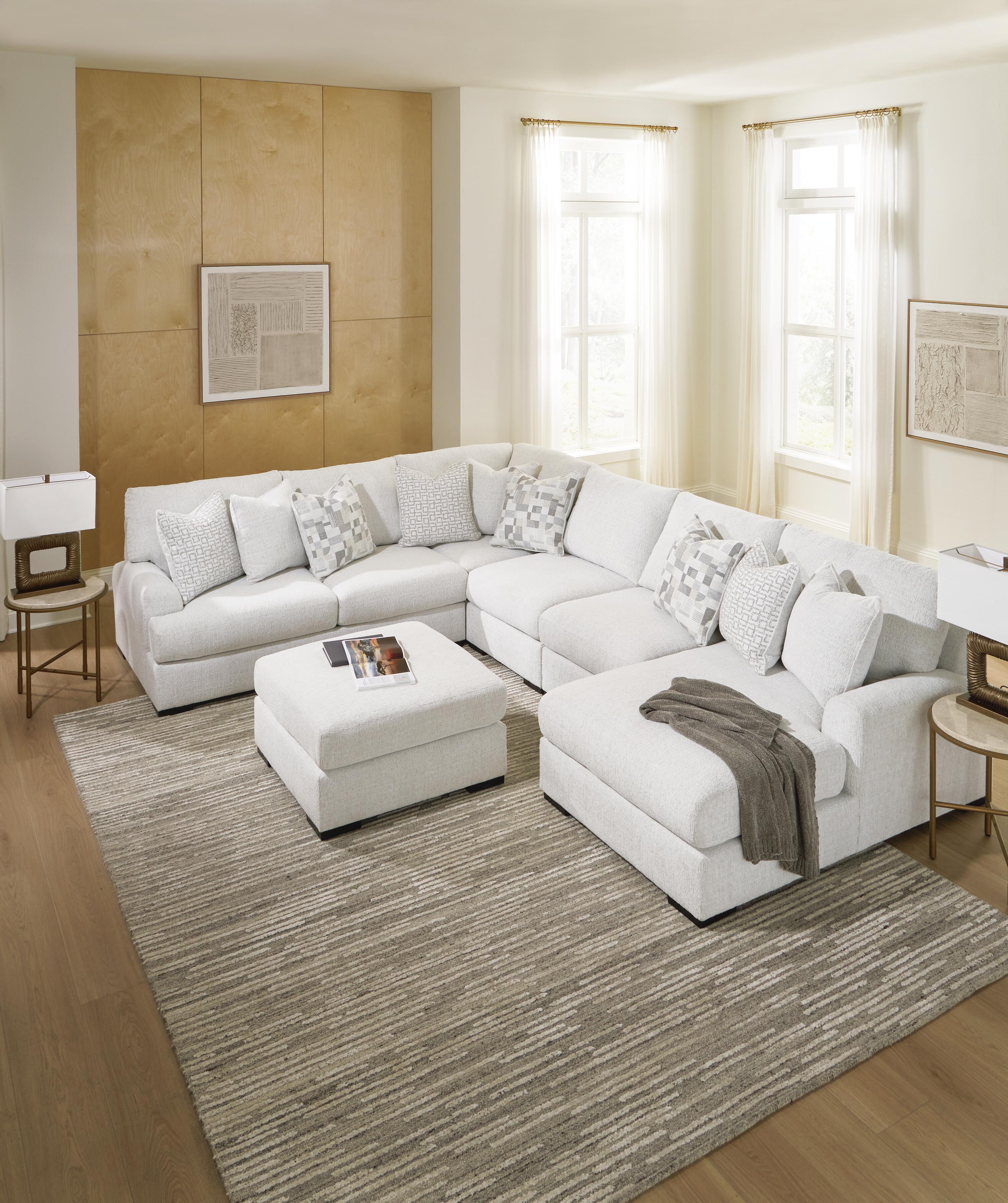 Ashley Furniture Misty-Lakes - 5-Piece Sectional With RAF Corner Chaise - Chalk - Image 5