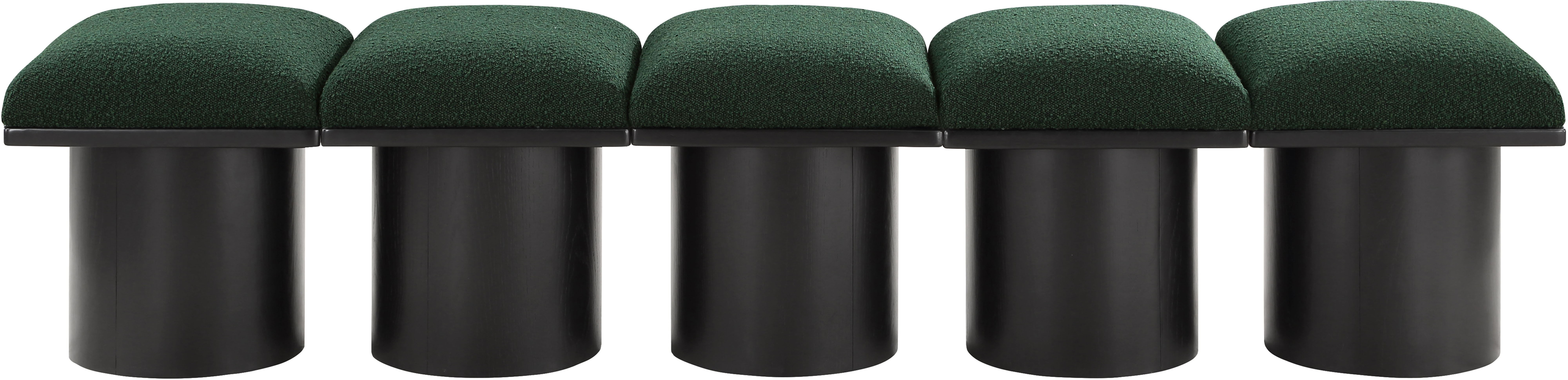 Pavilion - 77.5" 5 Piece Modular Bench With Black Base - Green