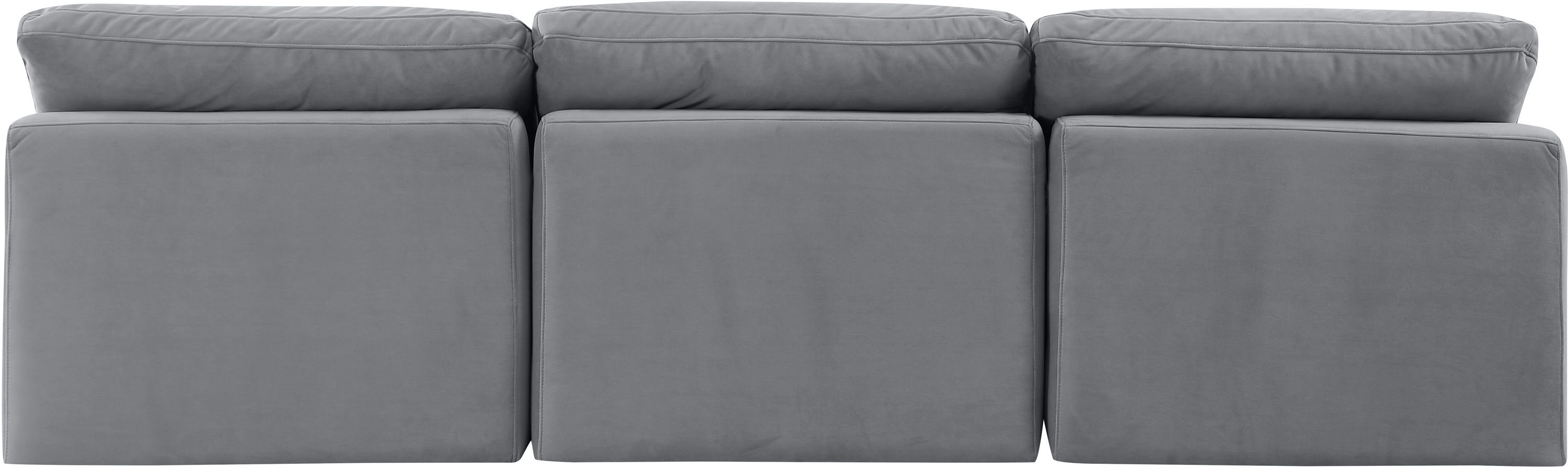 Indulge - Velvet 3 Piece Modular Armless Sofa - Gray