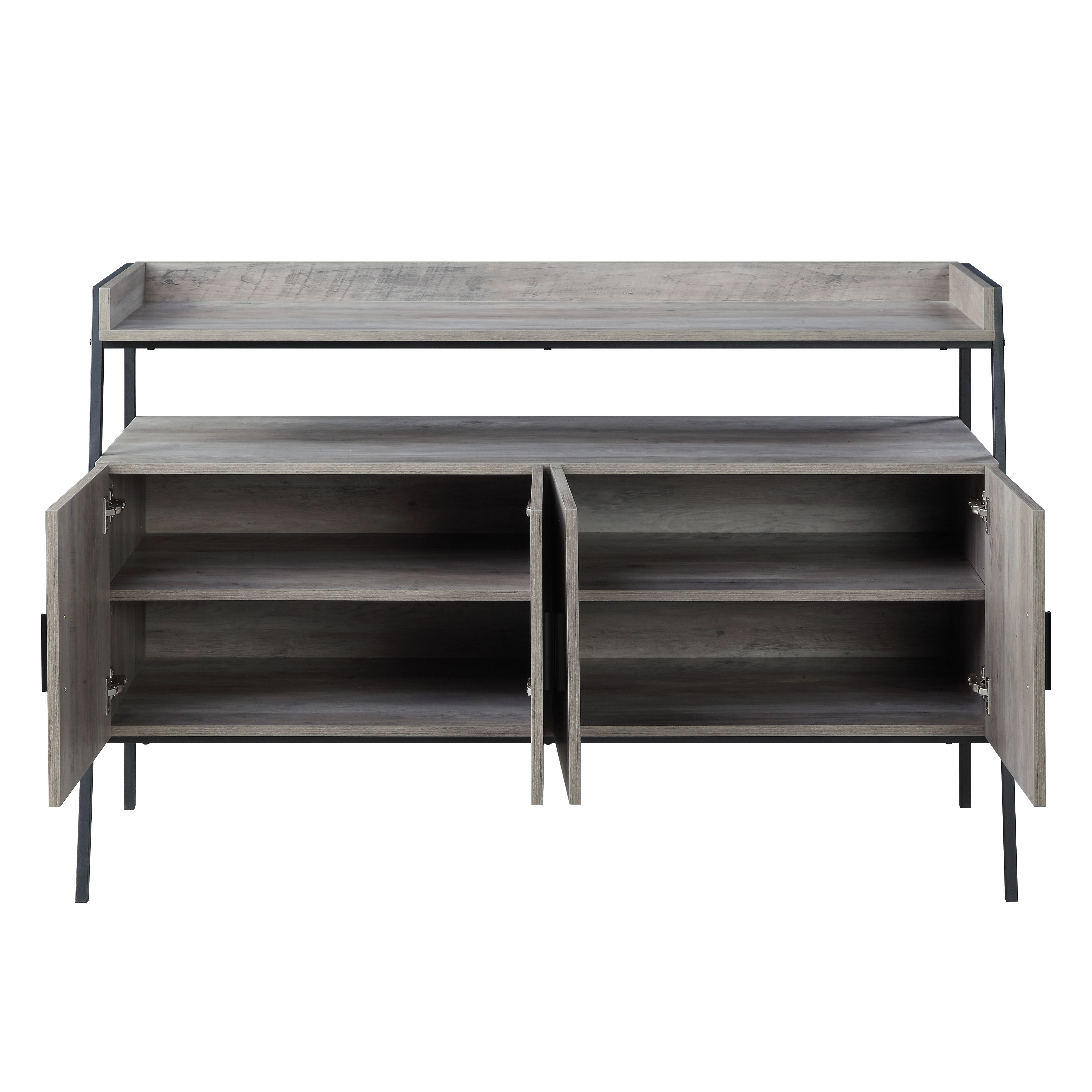 Samiya - TV Stand - Gray Oak & Black, gray, view 6