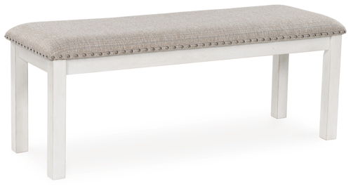 Robbinsdale - Large Upholstered Dining Room Bench - Antique White, white