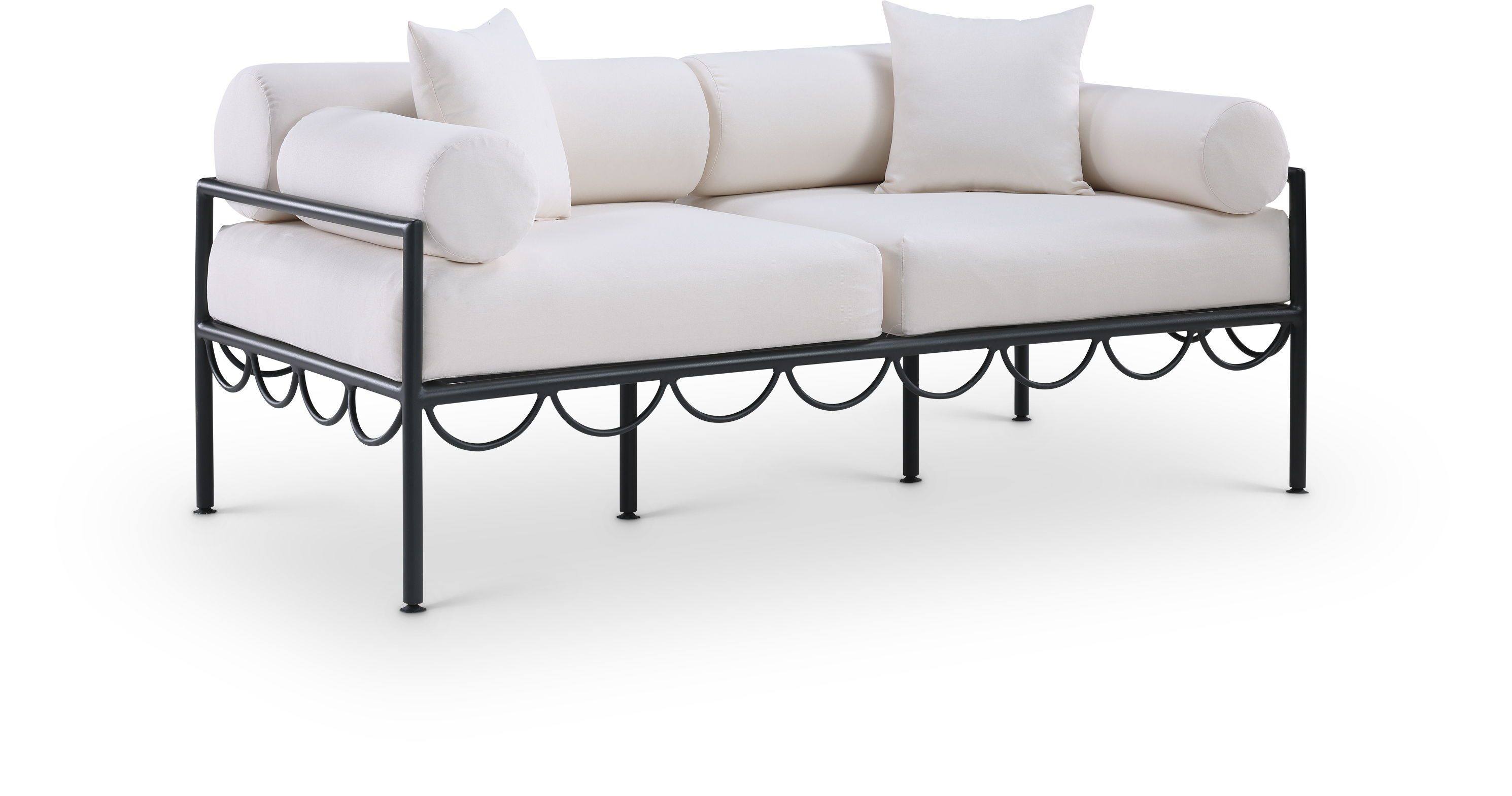Portofino - Resilient Water Repellent Fabric 69.75" Upholstered Outdoor Patio Loveseat - Cream
