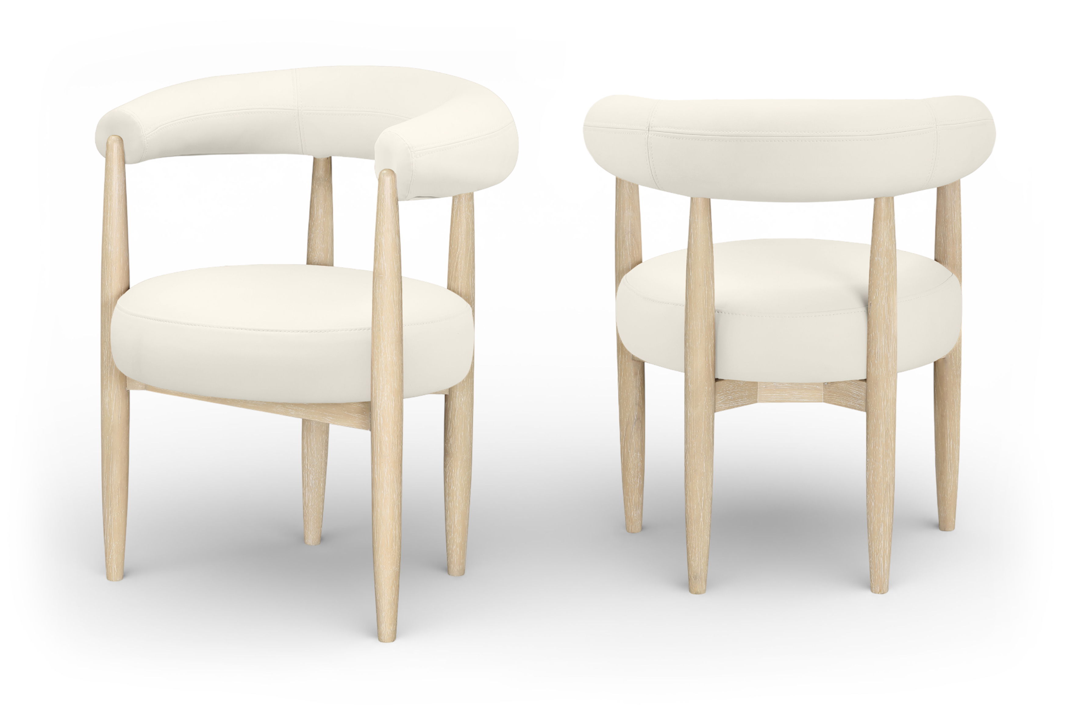 Sable - Vegan Leather Upholstered Dining Chair (Set of 2) - Cream / Painted Natural