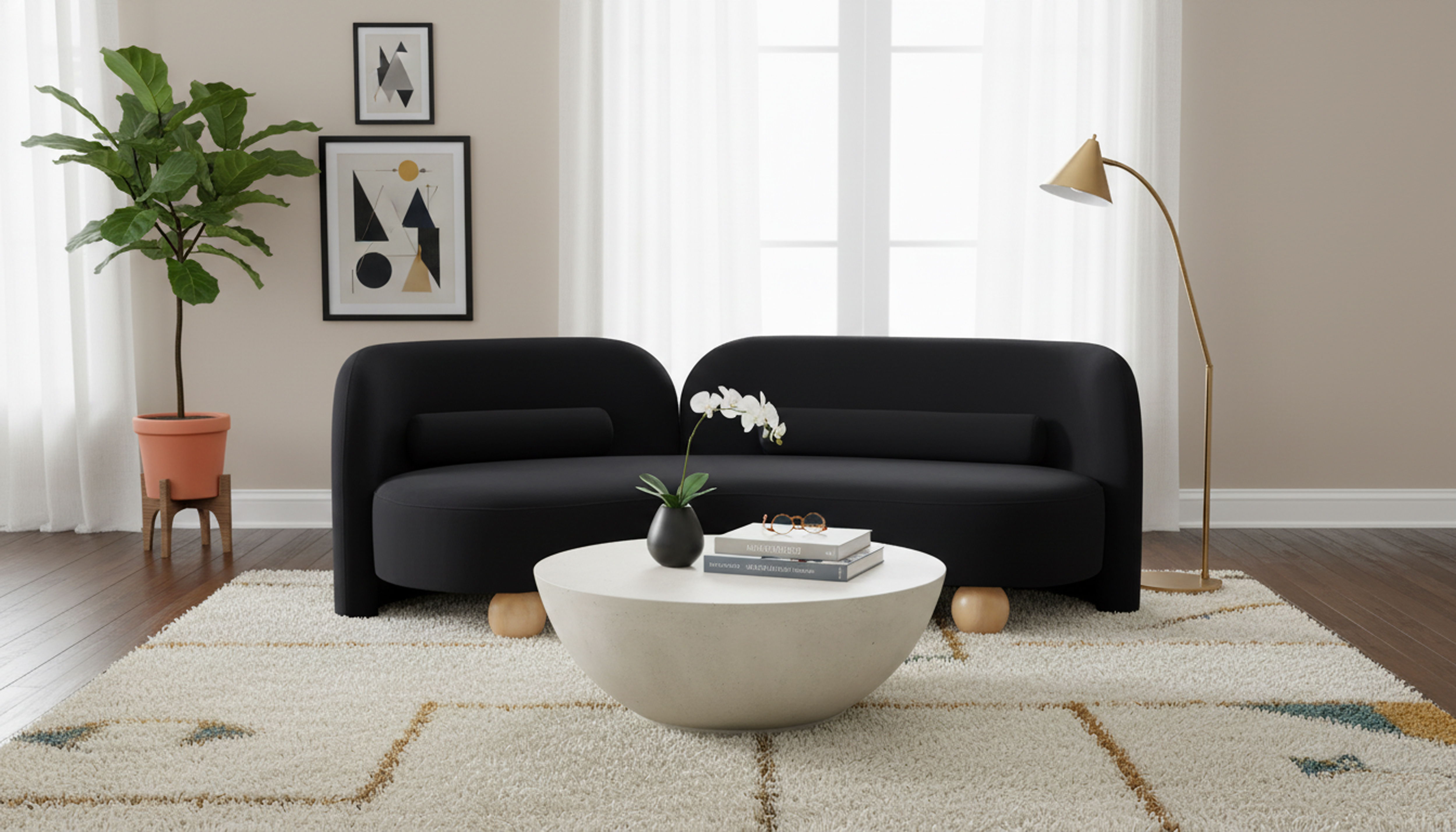 Daphne - Velvet Sofa - Black