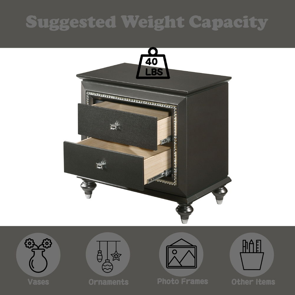 Kaitlyn - Nightstand - Metallic Gray, dark gray, view 7