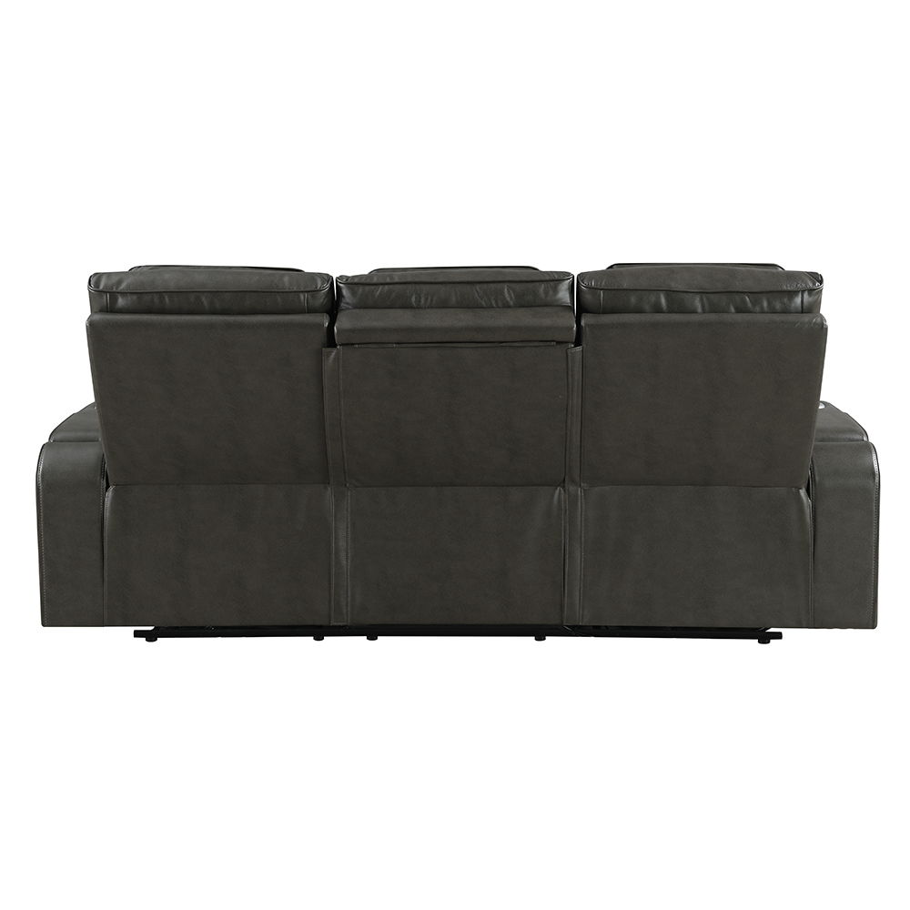 Taddeo - Power Motion Sofa With Power Headrest, USB, Wireless Charger, LED & Reading Light - Dark Gray, dark gray, view 5