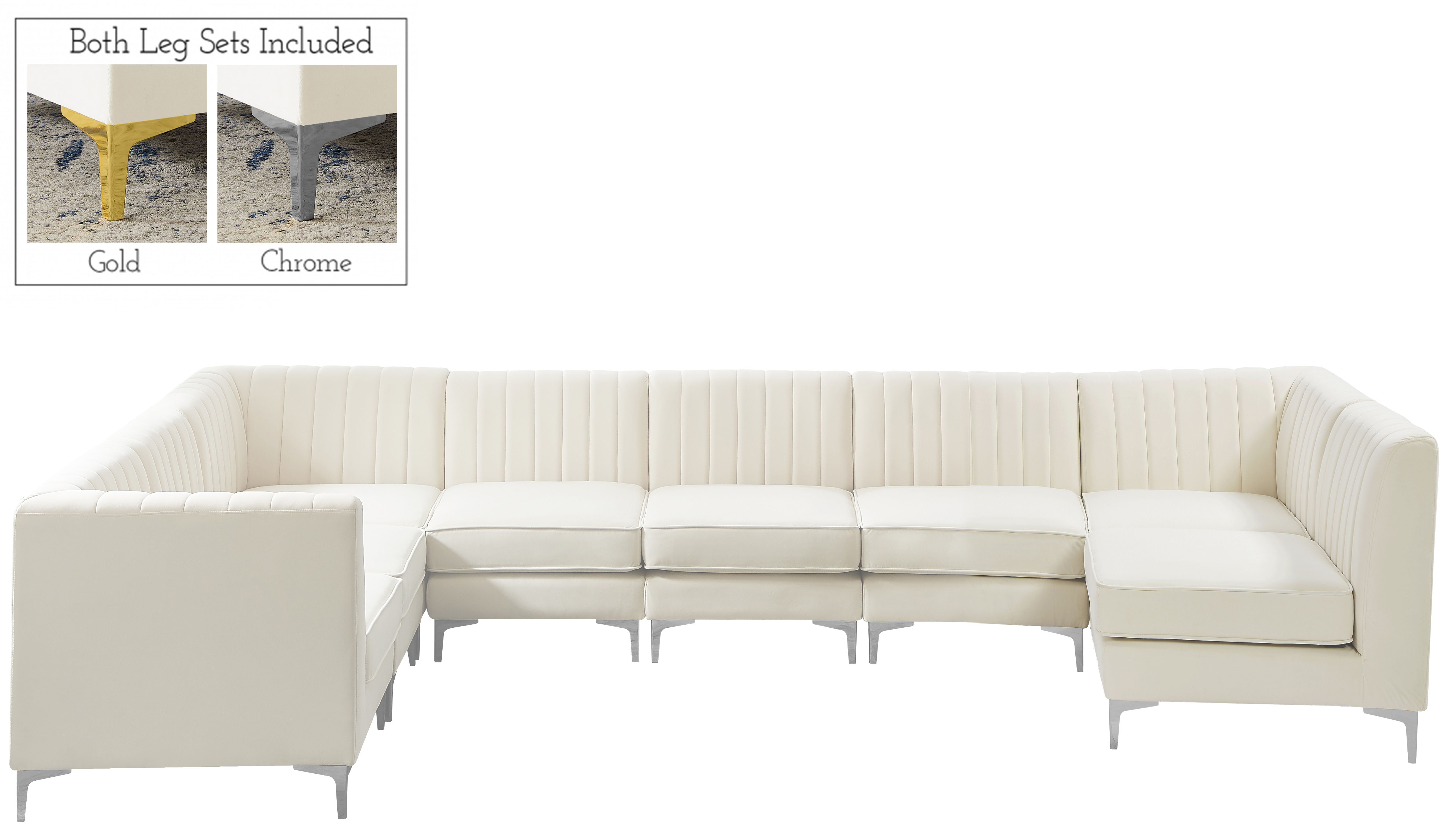 Alina - 8 Piece Velvet Modular Sectional - Cream