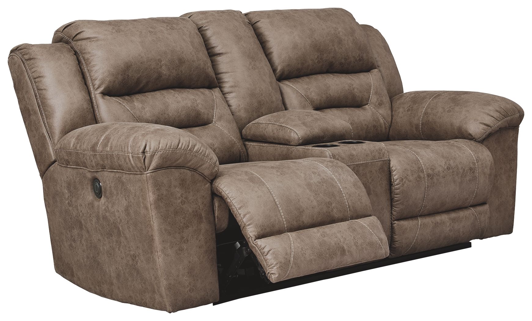 Ashley Stoneland DBL REC PWR Loveseat w/Console - Fossil