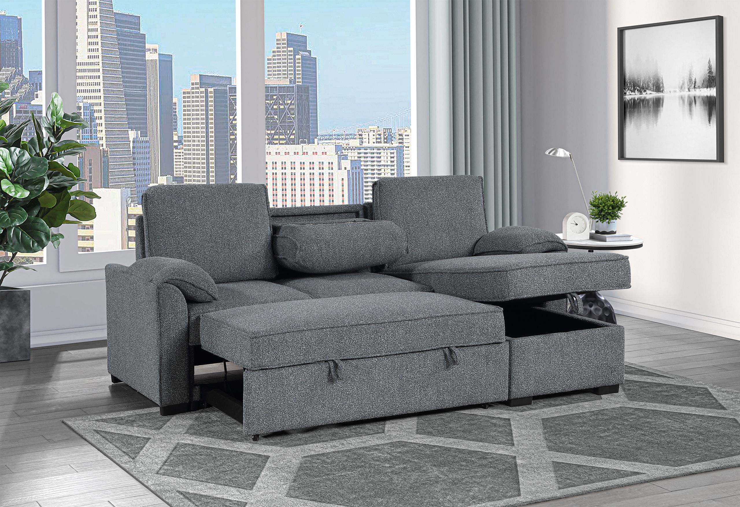 U0808 - Reversible Sofa Bed - Dark Gray