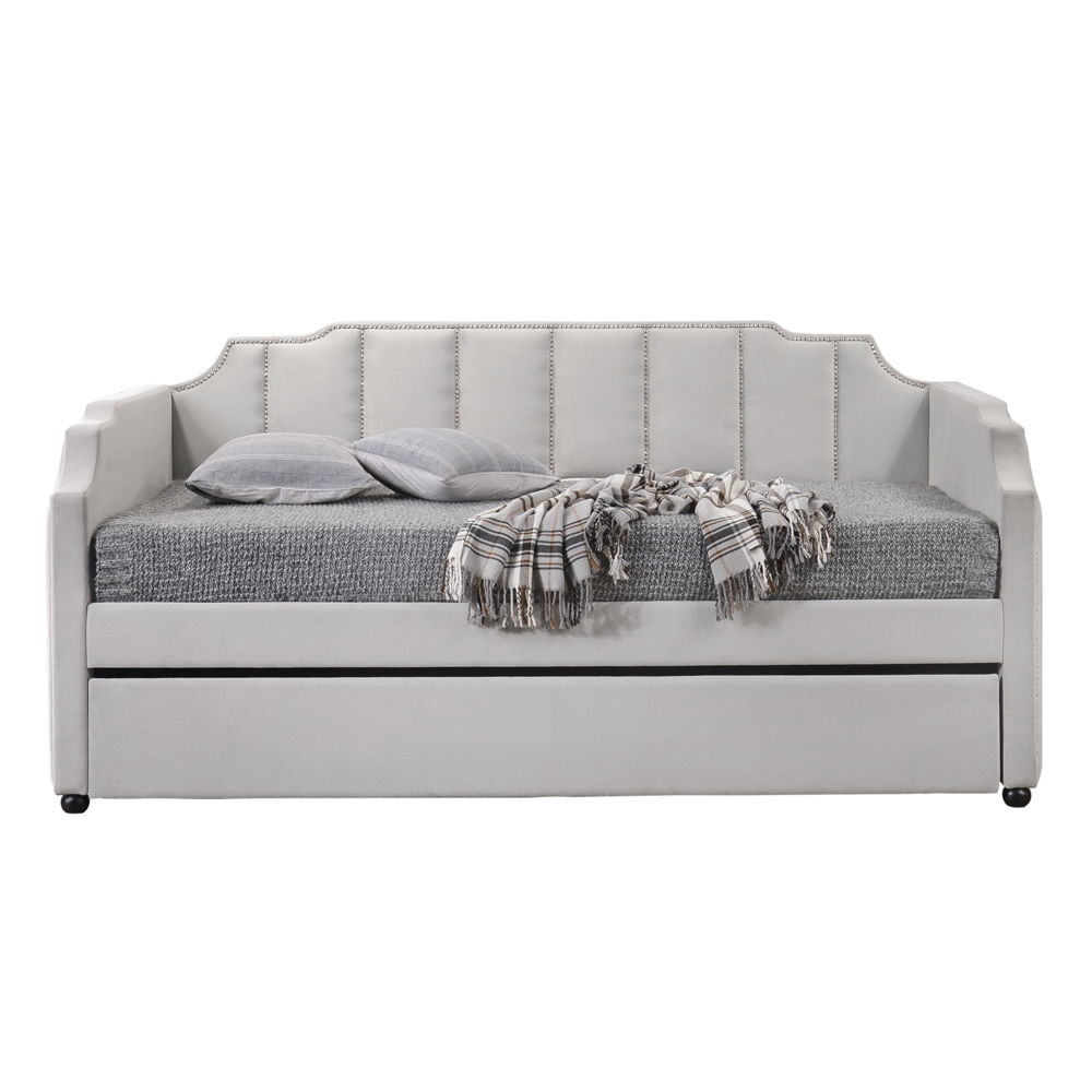 Peridot - Twin Daybed With Trundle - Dove Gray Velvet, light gray, view 5