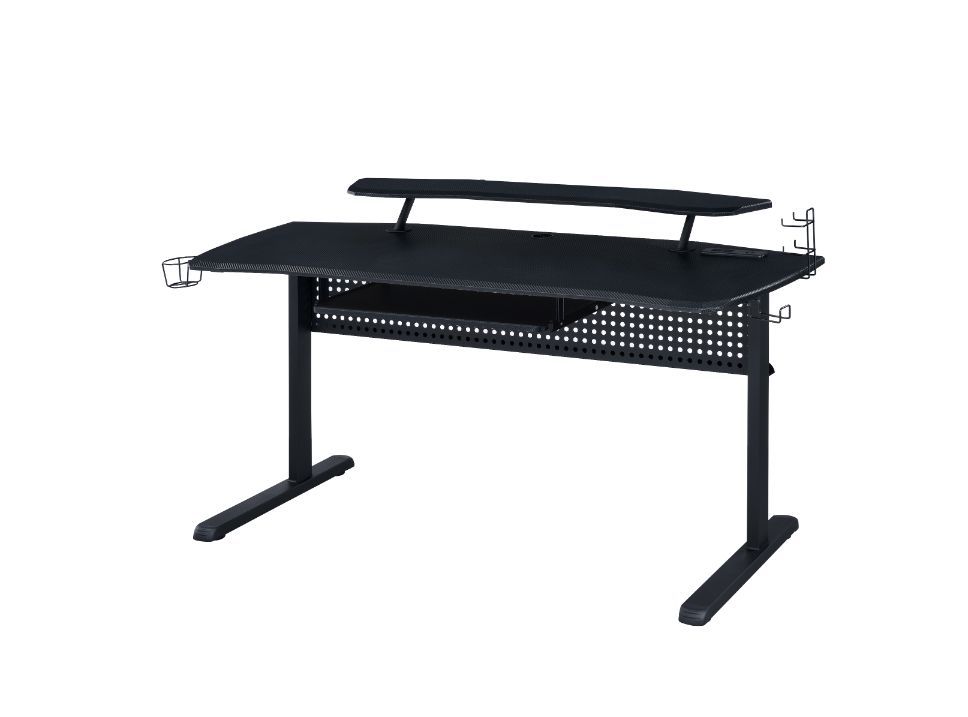 Vildre - Gaming Desk With USB - Black, black