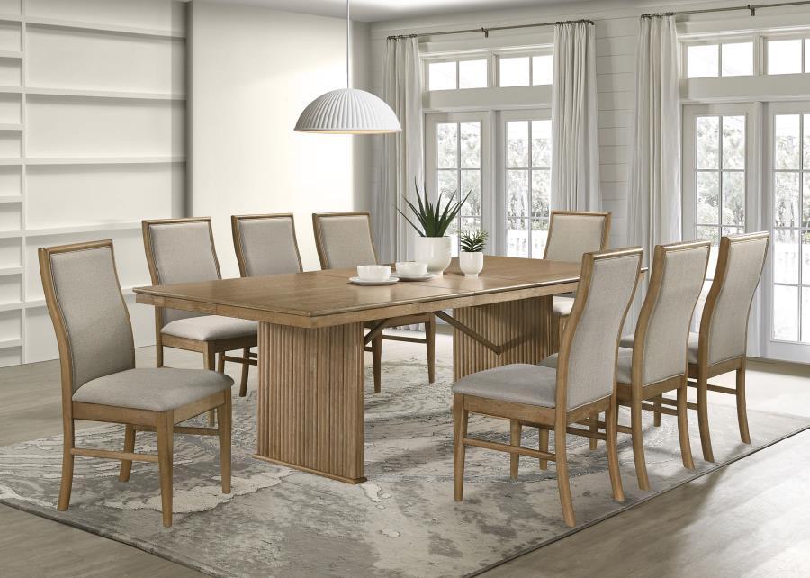 Adina - 9 Piece Extension Dining Set - Distressed Light Brown Image