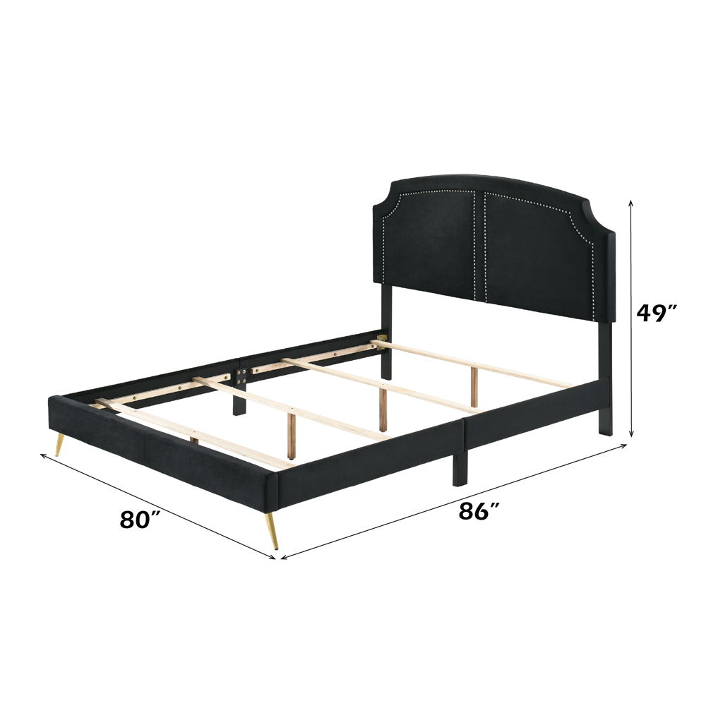 Zeena - Eastern King Bed - Black Velvet, black, view 5