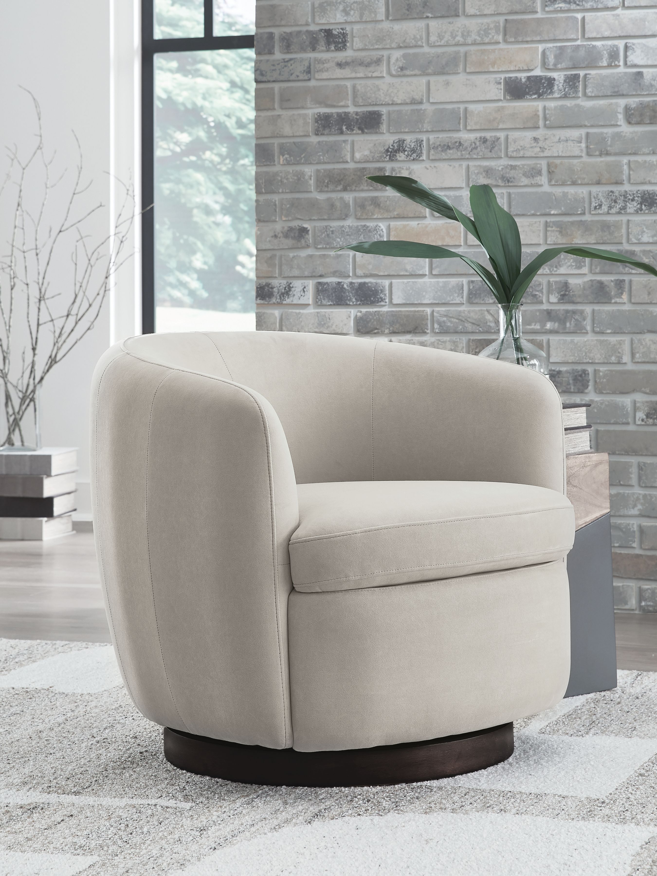 Ashley Furniture Annbury - Swivel Accent Chair - Light Beige - Image 2