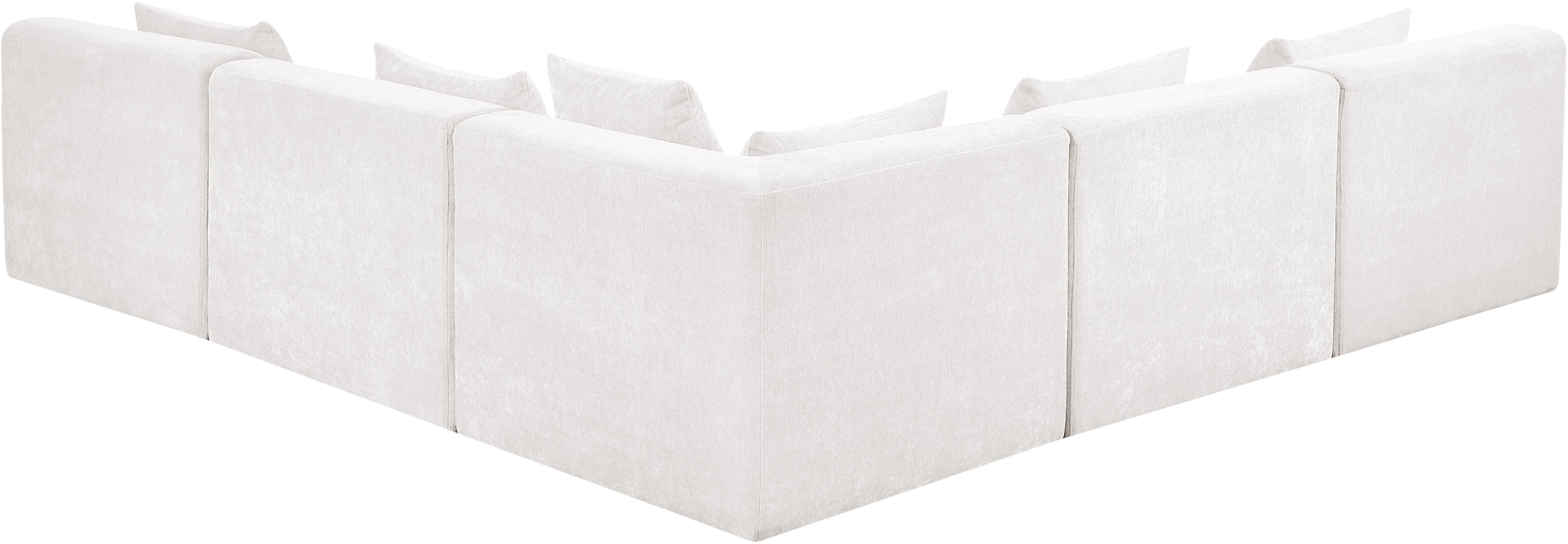 Stellar - 5 Piece Chenille Fabric 114" Upholstered Modular Sectional - Cream