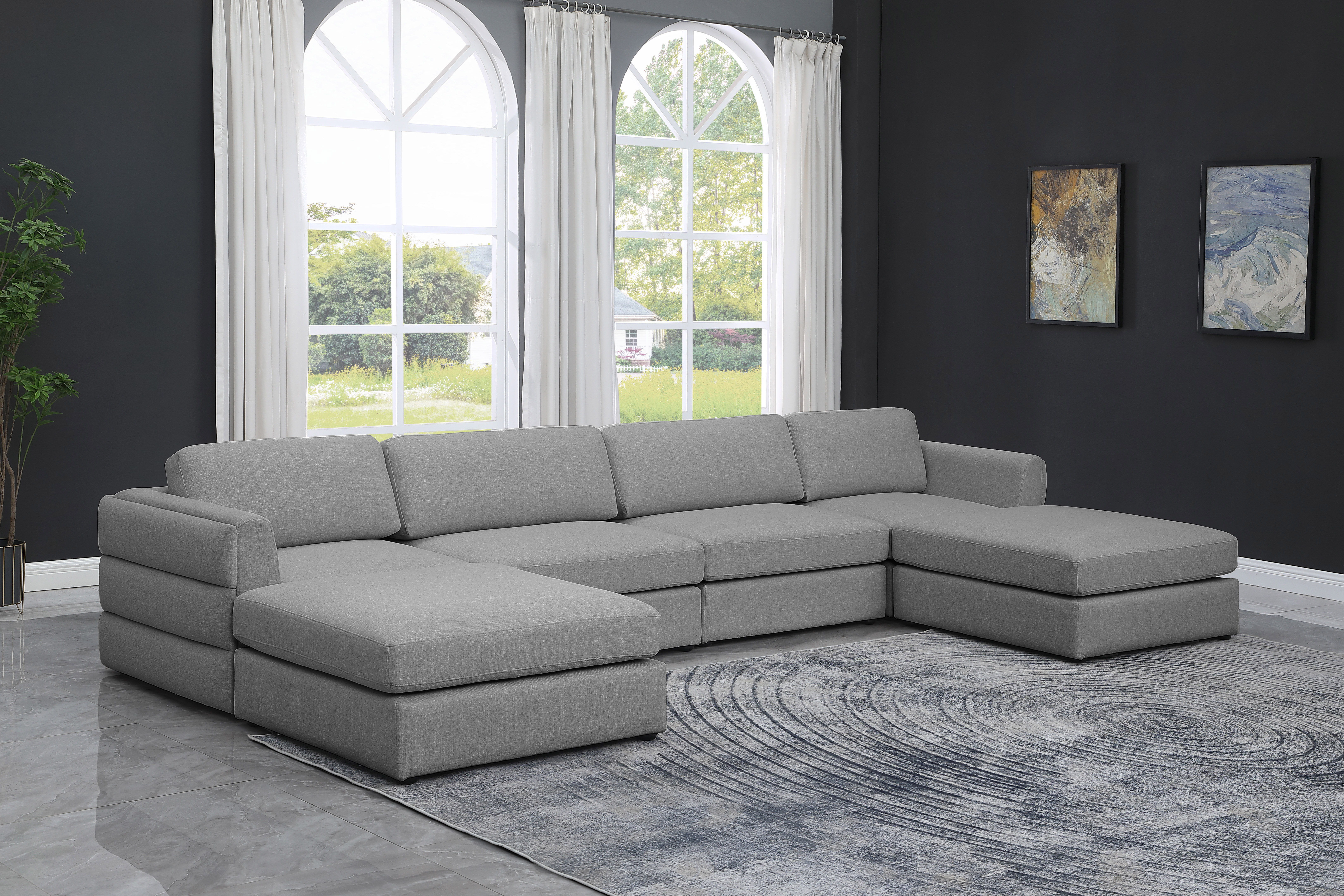 Beckham - 6 Piece Double Chaise Modular Sectional - Gray