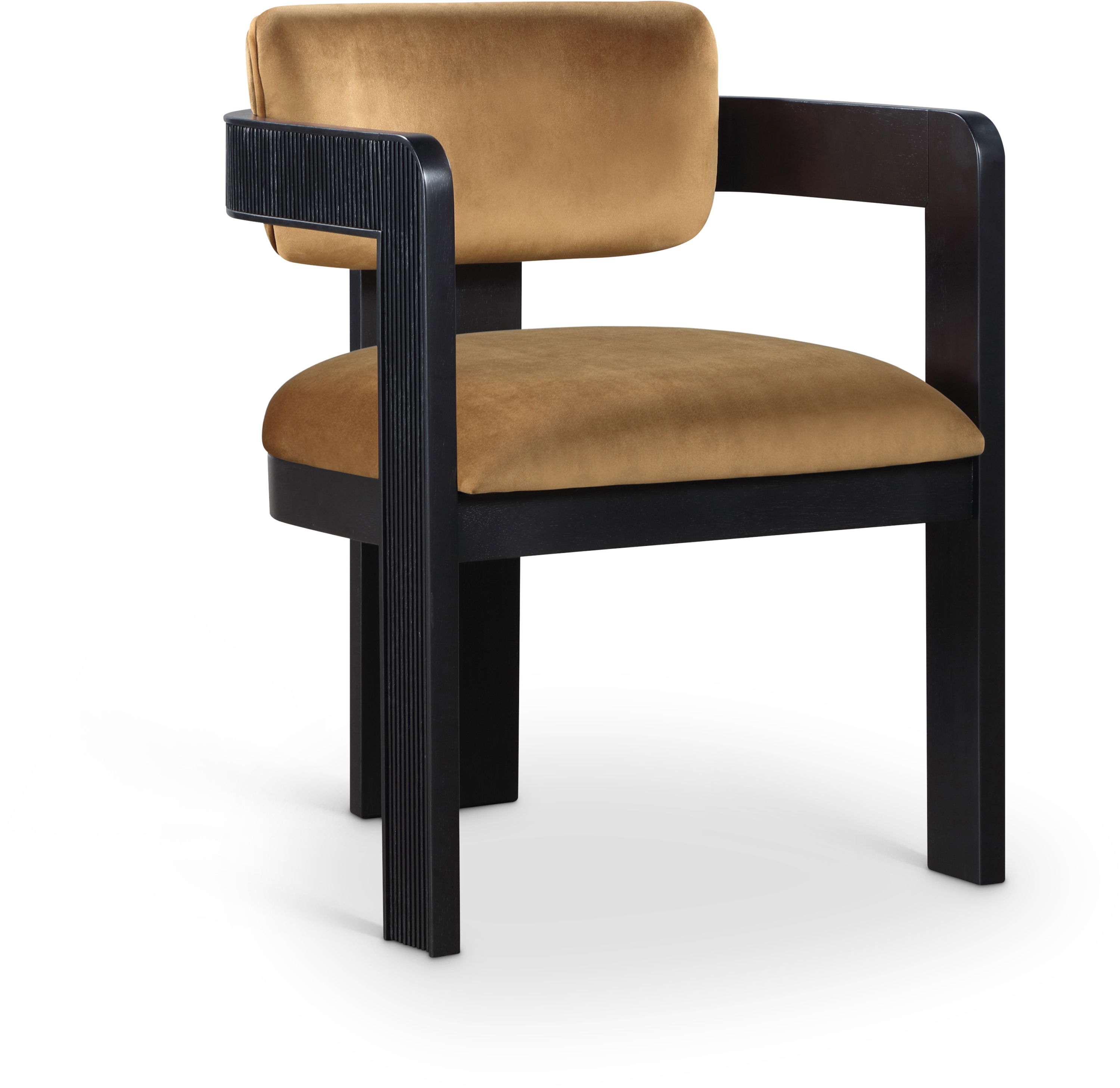 Sacha - Velvet Dining Chair With Black Base (Set of 2) - Saddle