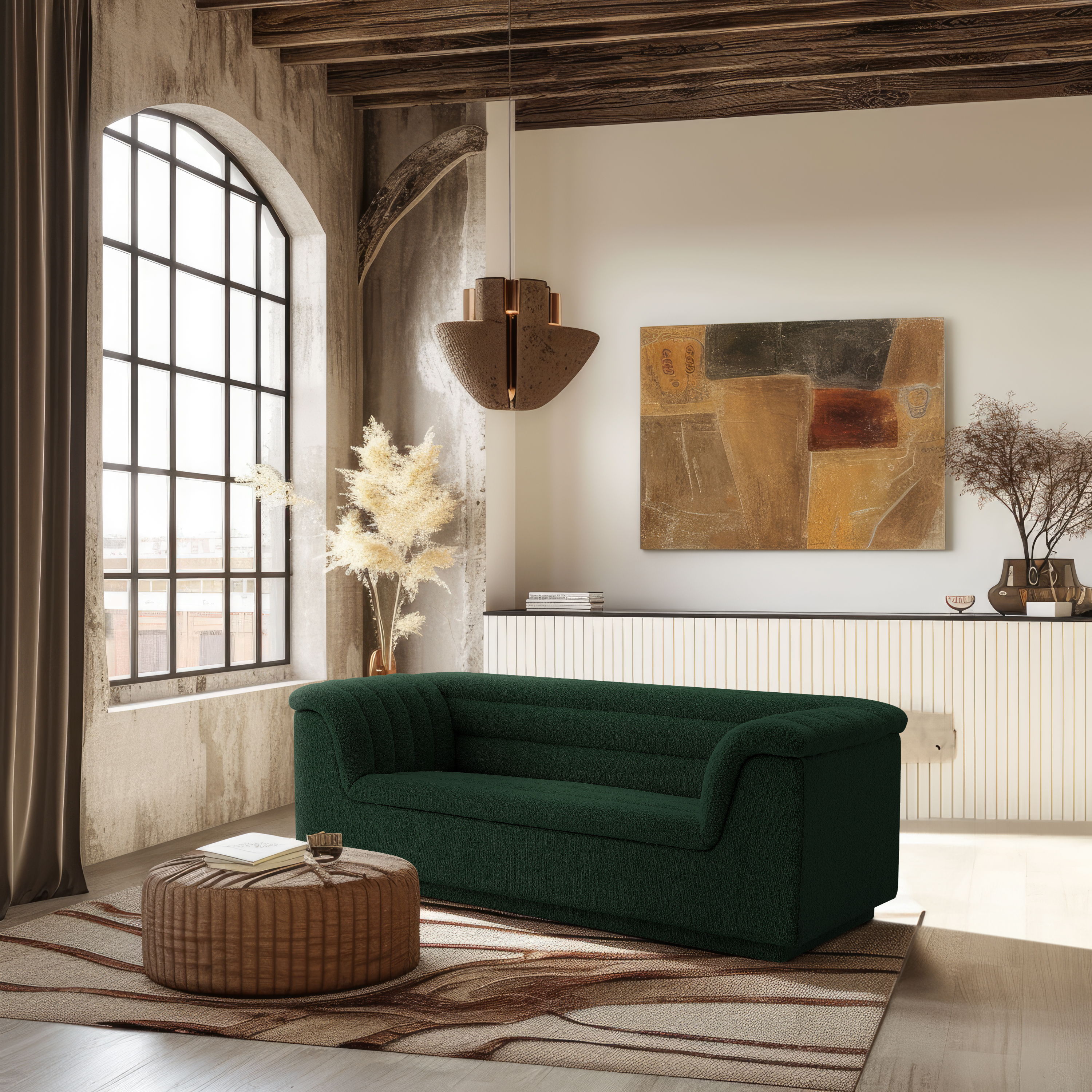 Cascade - Boucle Loveseat - Green