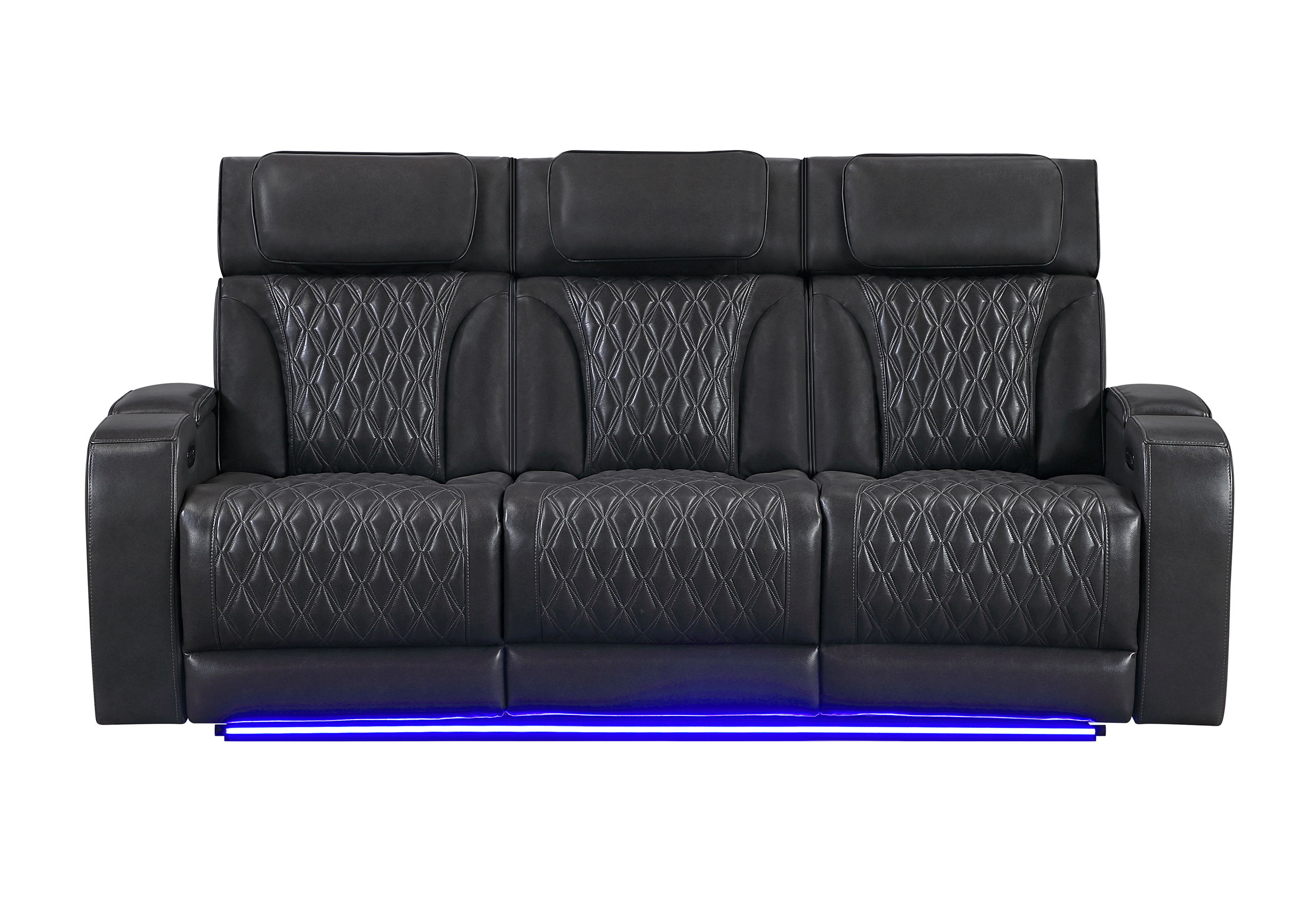 U8611 - Power Reclining Sofa With Power Headrest And LED - Charcoal