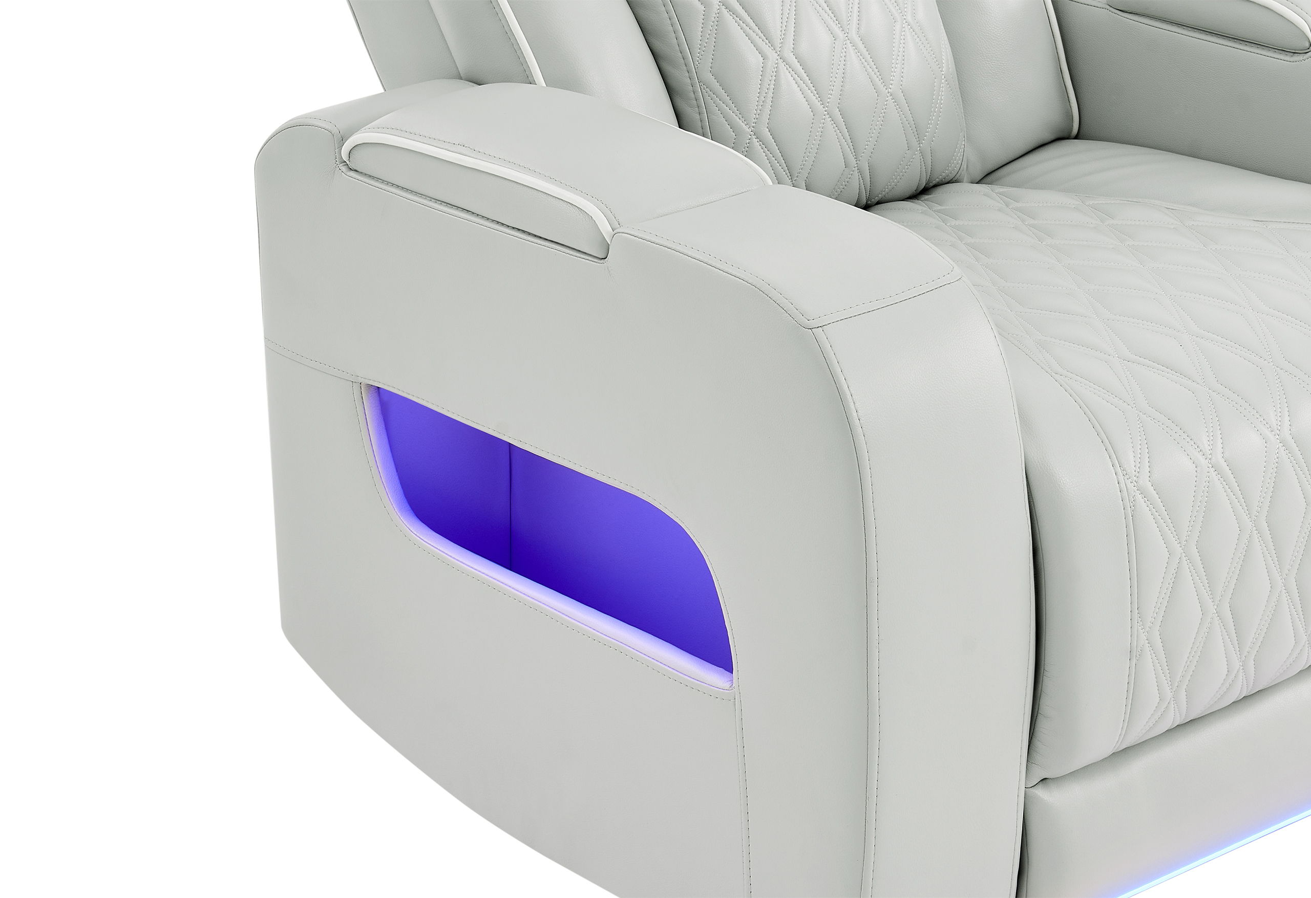 U8611 - 2 Piece Living Room Set (Power Reclining Sofa With Power Headrest And LED / Power Console Reclining Loveseat With Power Headrest, LED And Speaker) - Silver