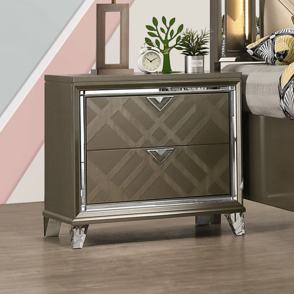 Skylar - Nightstand - Dark Champagne, dark brown