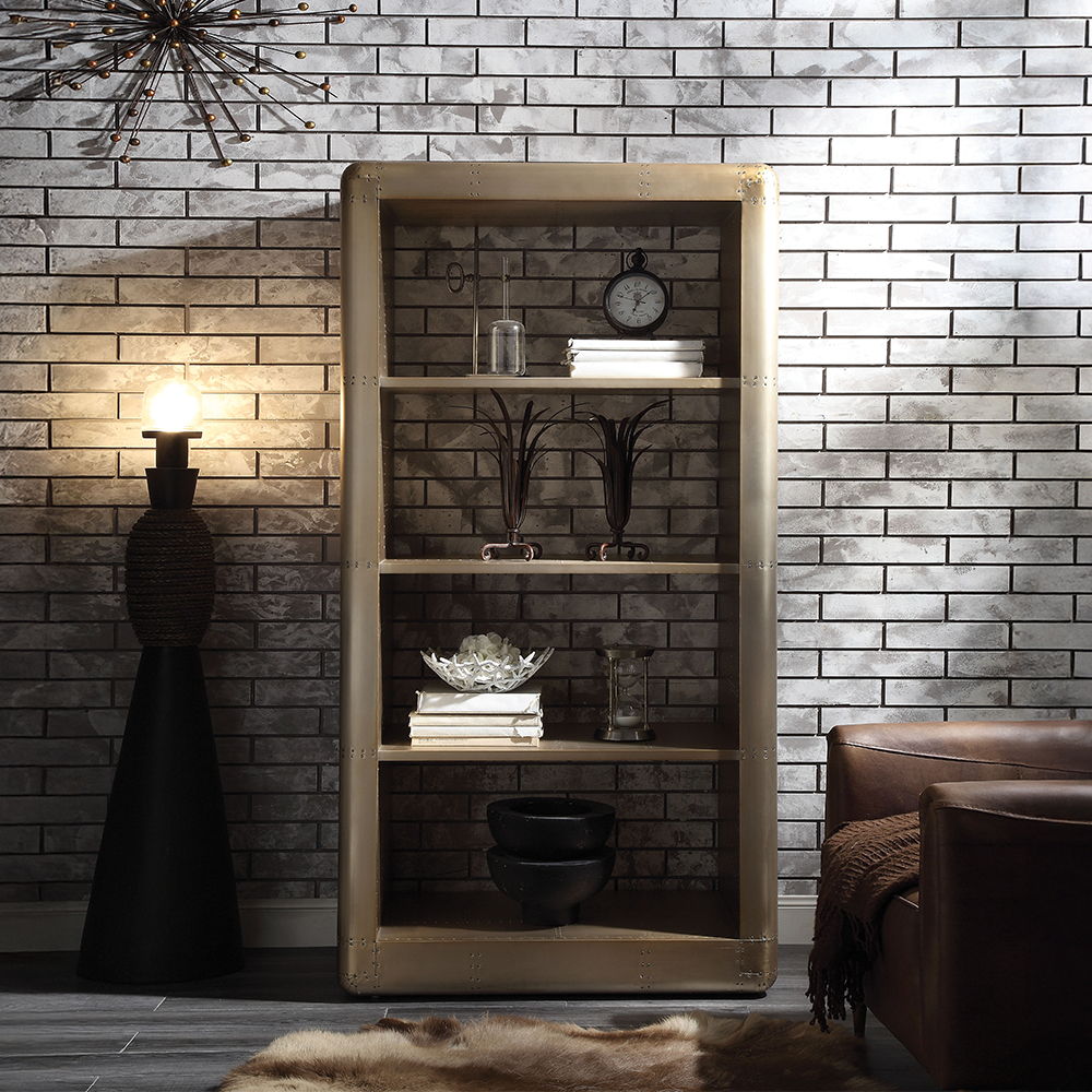 Jennavieve - Bookcase - Gold Aluminum, beige