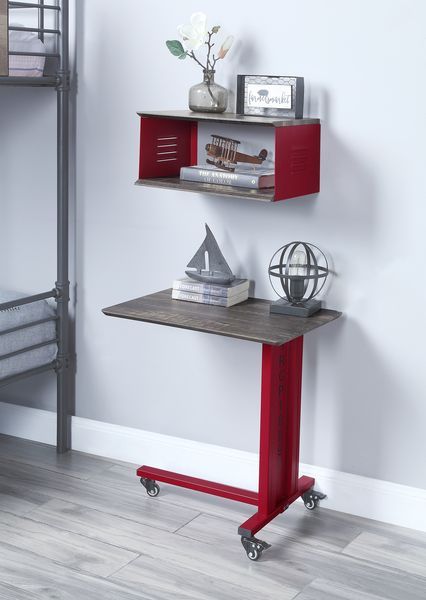 Cargo - Accent Table With Wall Shelf - Red, red, view 2