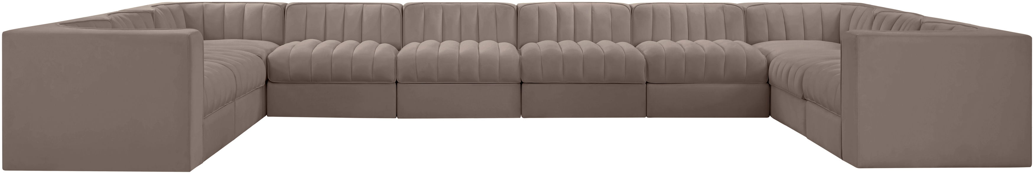 Rummi - Velvet Performance Fabric Upholstered 10 Piece Modular Sectional - Taupe