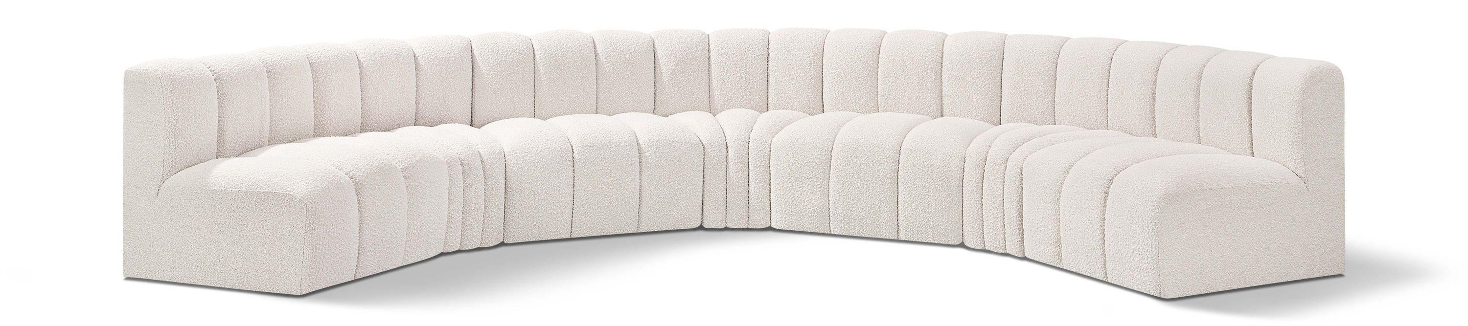 Arc - Boucle Fabric 7 Piece U-Shaped Modular Sofa - Cream