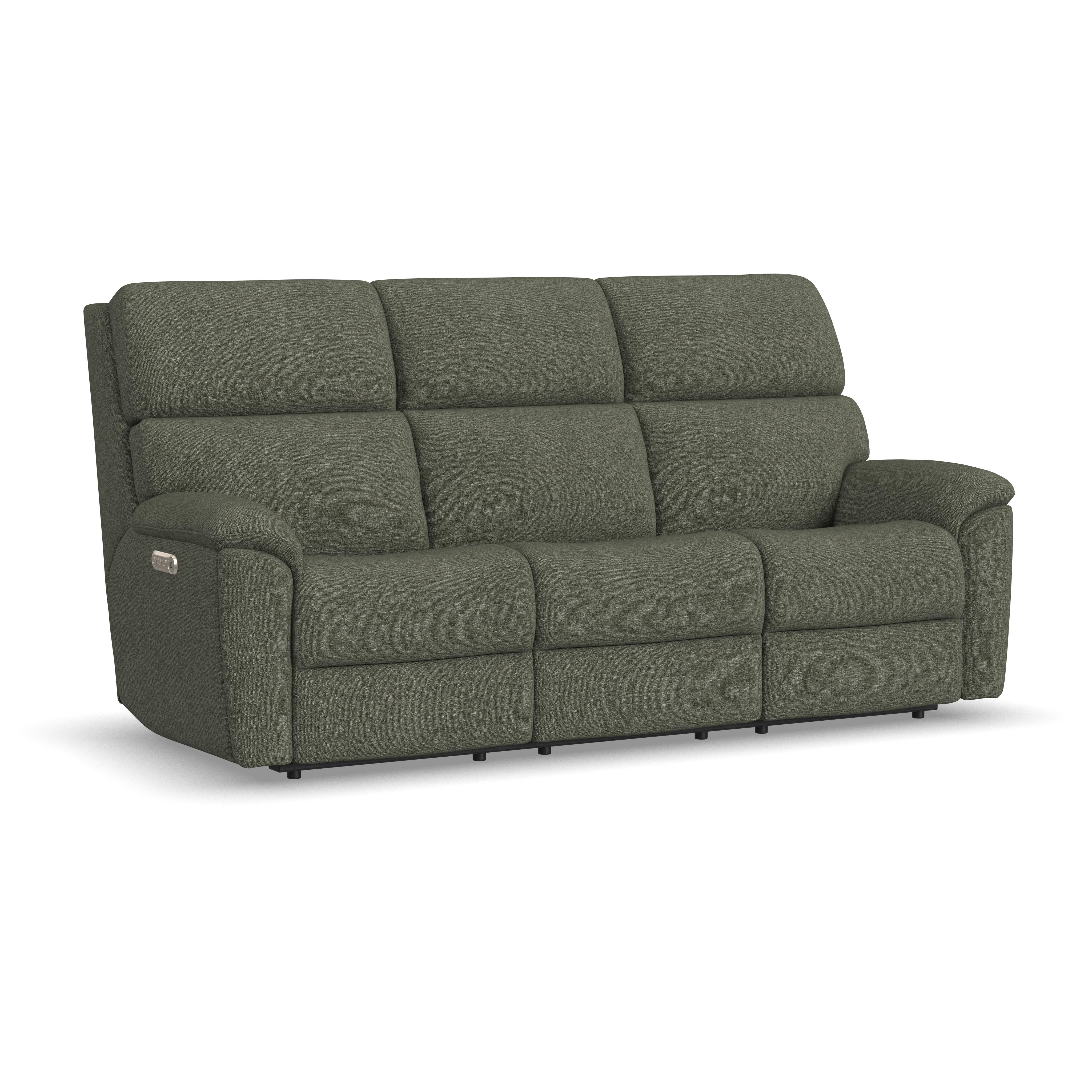 Porter - Transitional Power Reclining Sofa With Console & Power Headrests & Lumbar - Gray, dark gray