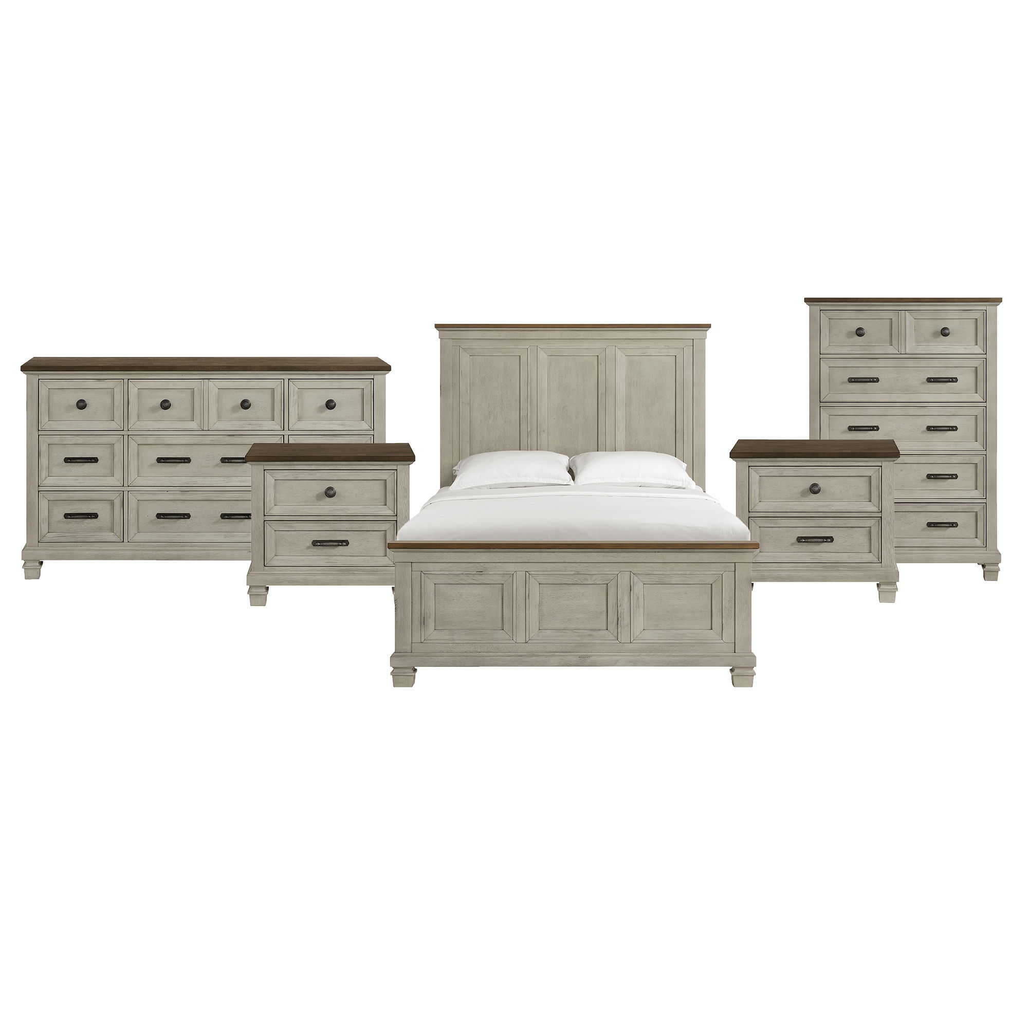 Queen · 5 Pc · Bedroom Set With 2 Nightstands, Dresser & Chest