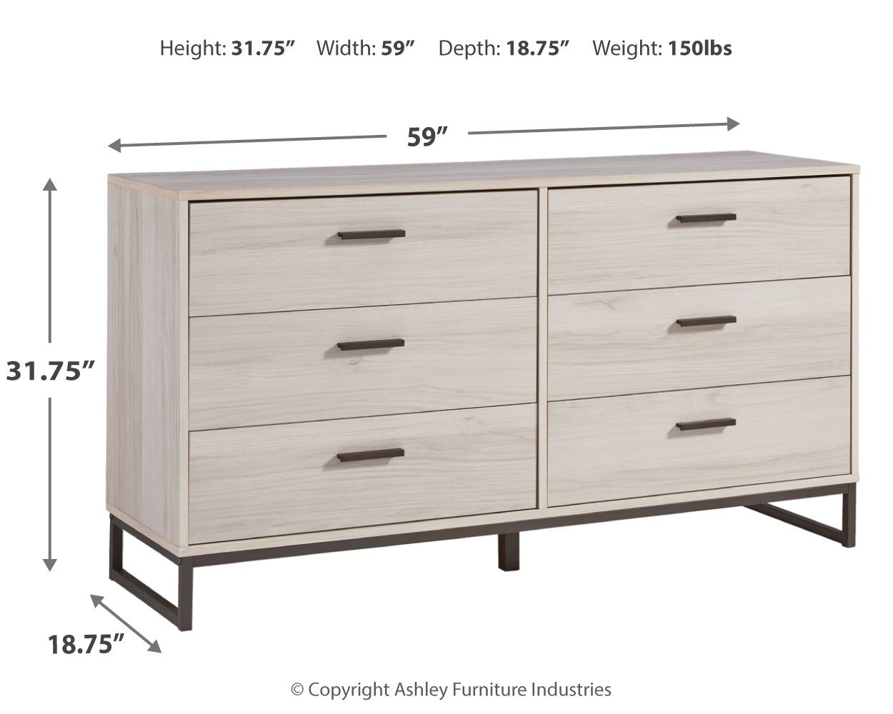 Socalle - Six Drawer Dresser - Vinyl-Wrapped - Light Natural, beige, view 7