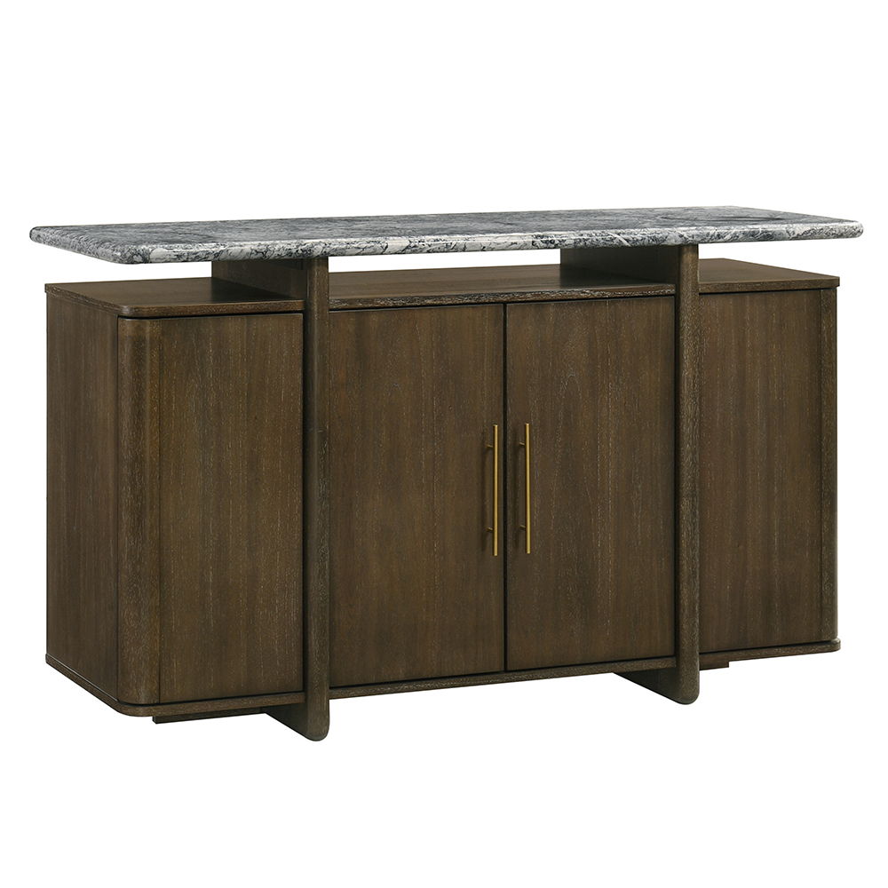 Dillon - Server With Marble Top - Natural / Walnut, dark brown, view 2