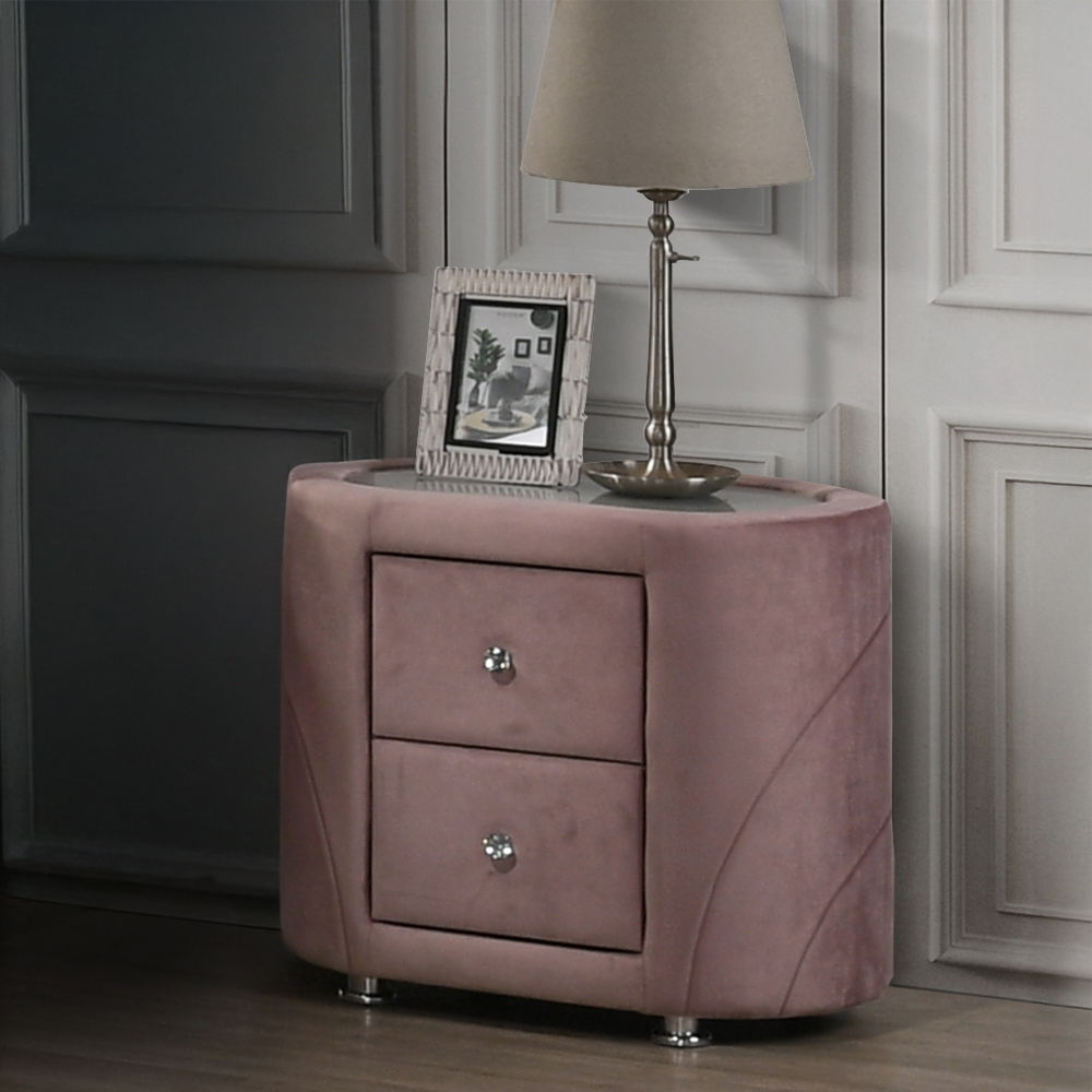 Salonia - Nightstand - Pink Velvet, pink