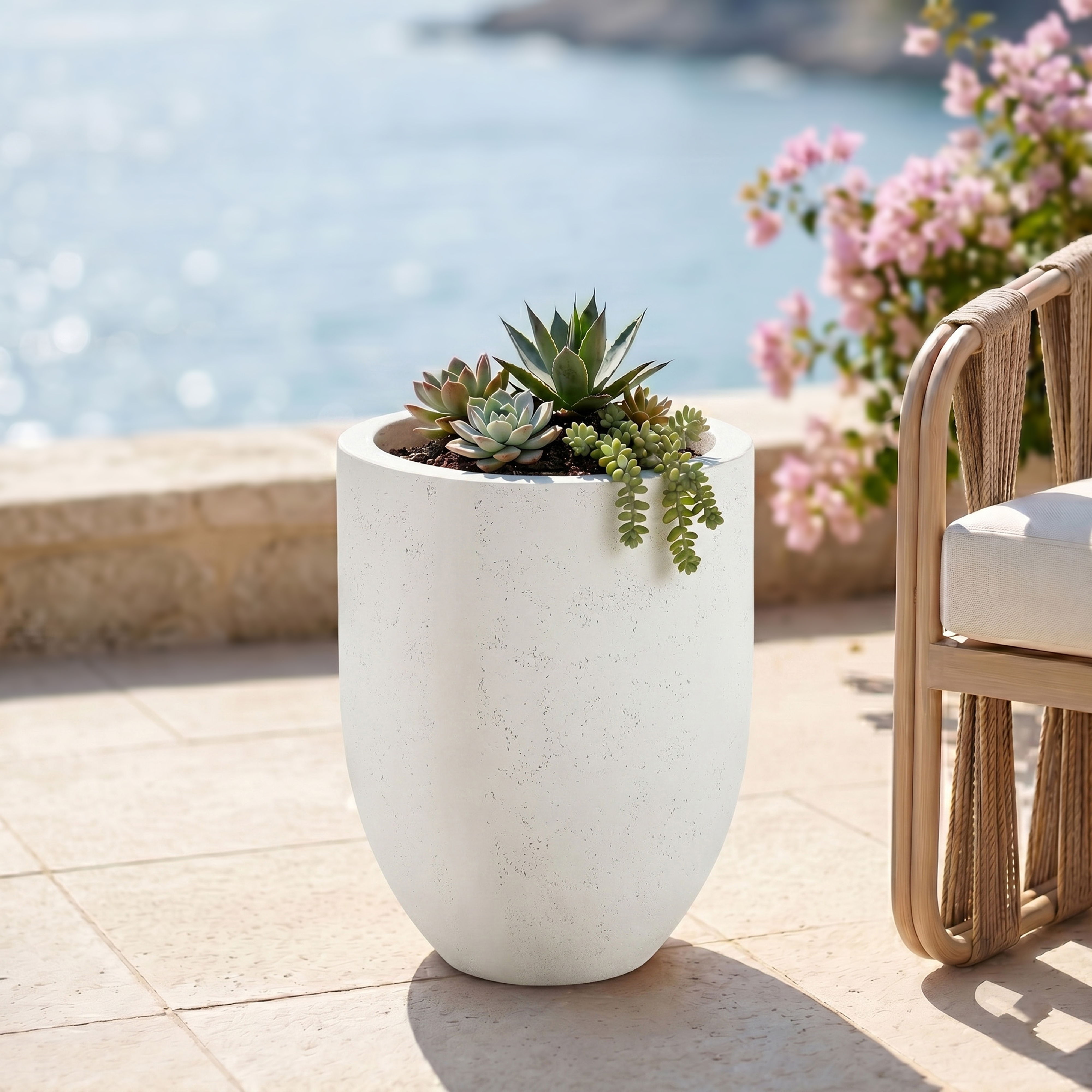 Florique - 32" Indoor / Outdoor Concrete Planter - Cream