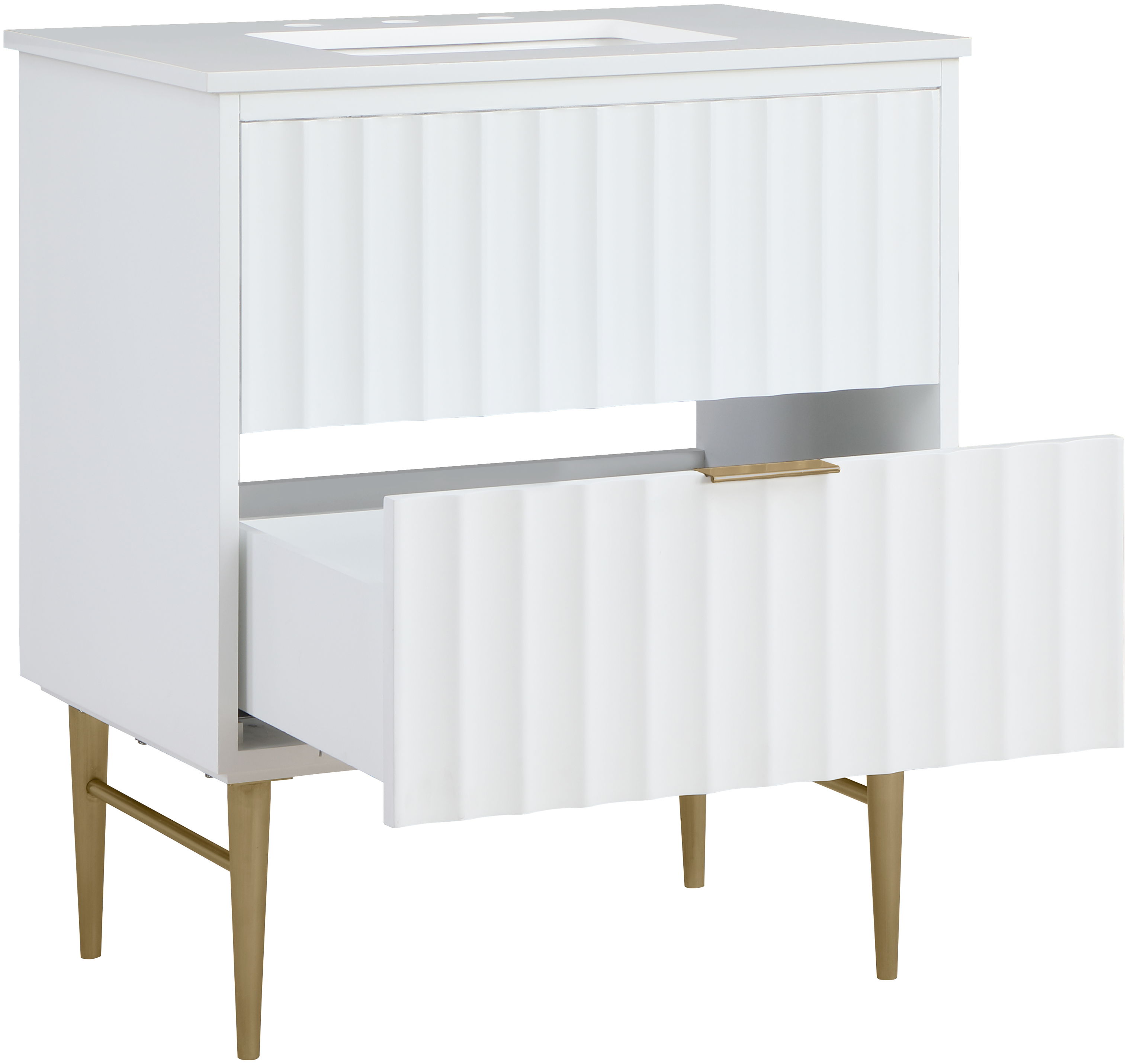 Modernist - 30" Bathroom Vanity With Gold Legs - White