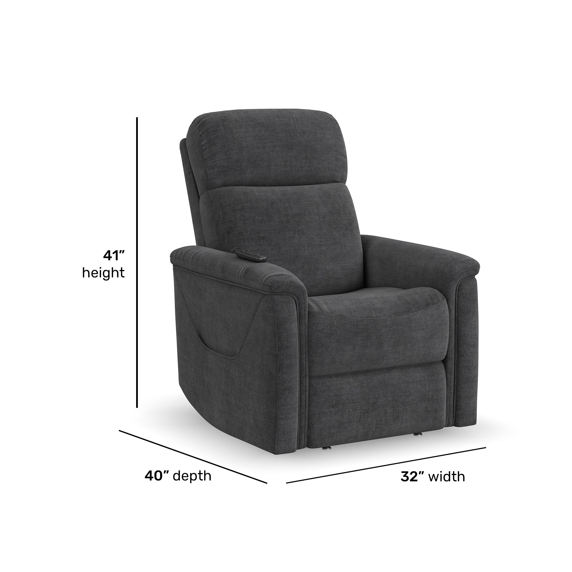 Luma - Petite Power Lift Recliner With Power Headrest, Lumbar, Heat & Massage - Dark Gray, dark gray, view 8