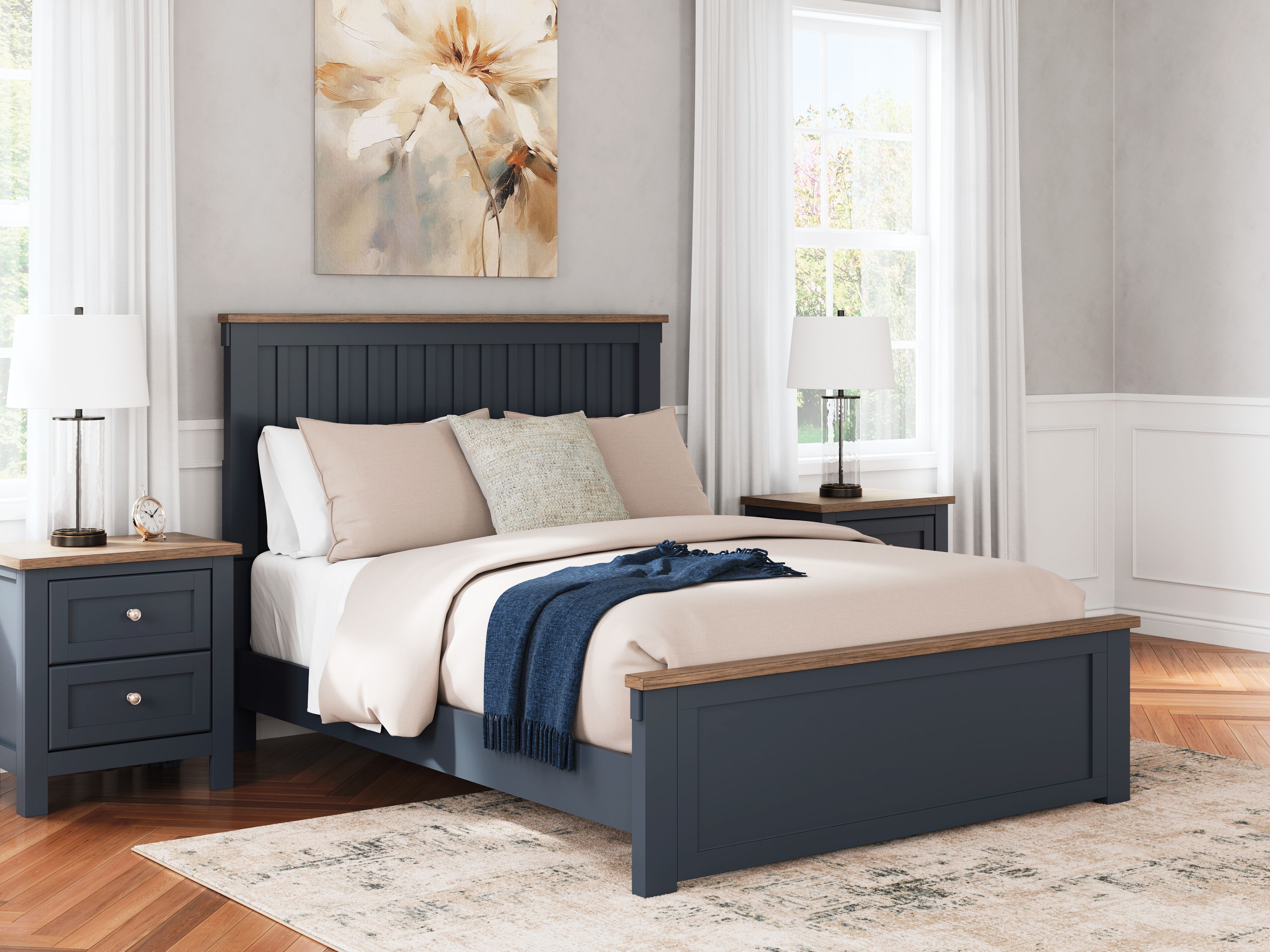 Landocken - Queen Panel Bed - Brown / Blue