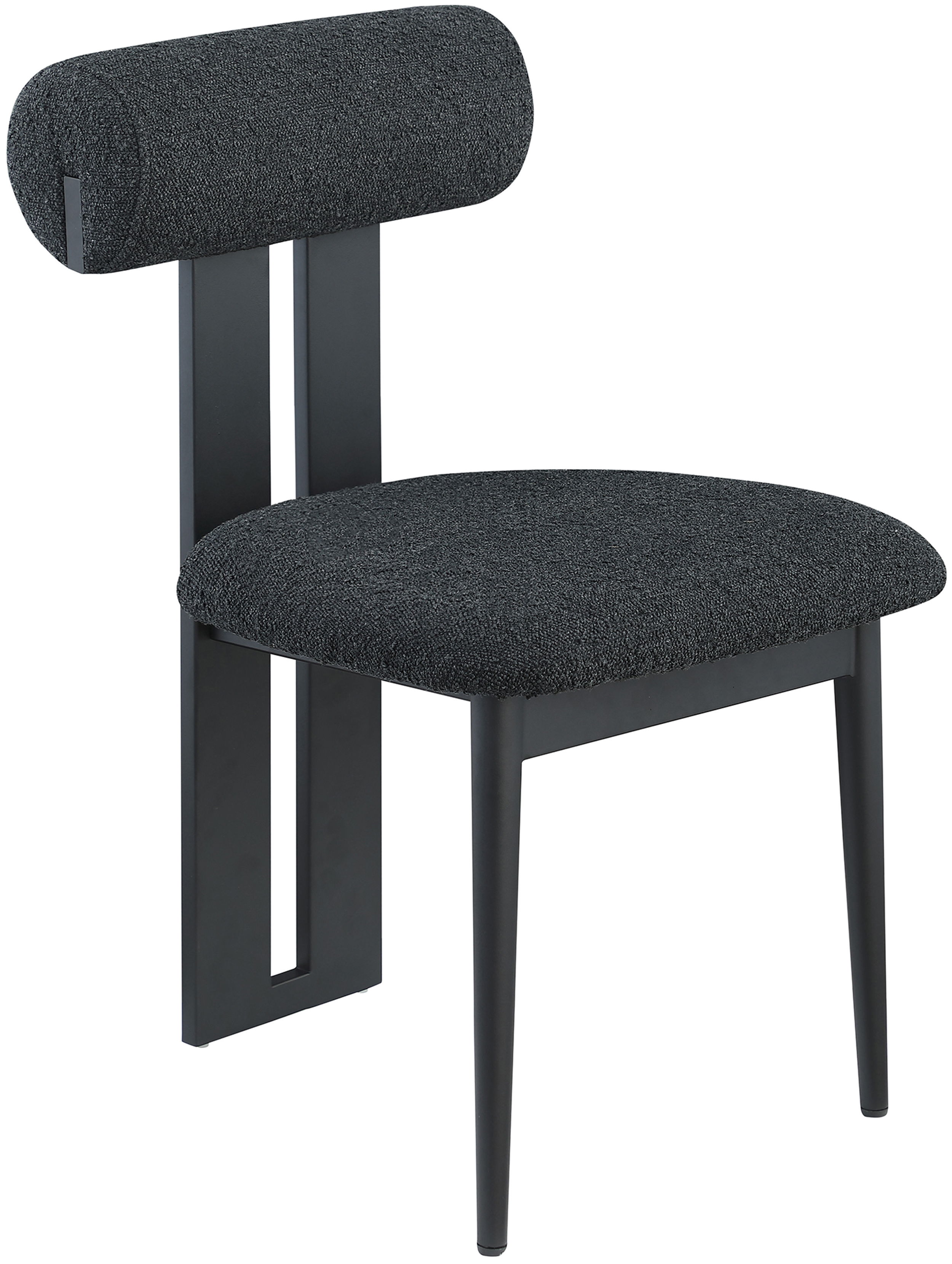 Dario - Boucle Dining Chair With Black Frame (Set of 2) - Black