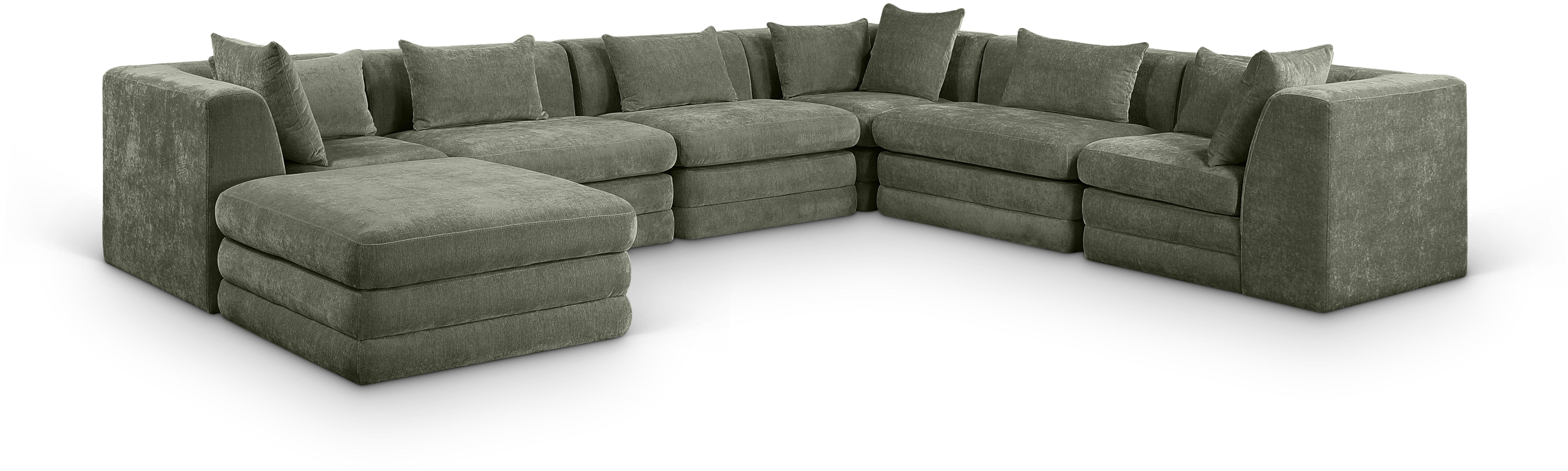 7 Pc · Chenille Fabric 152" Upholstered Modular Sectional