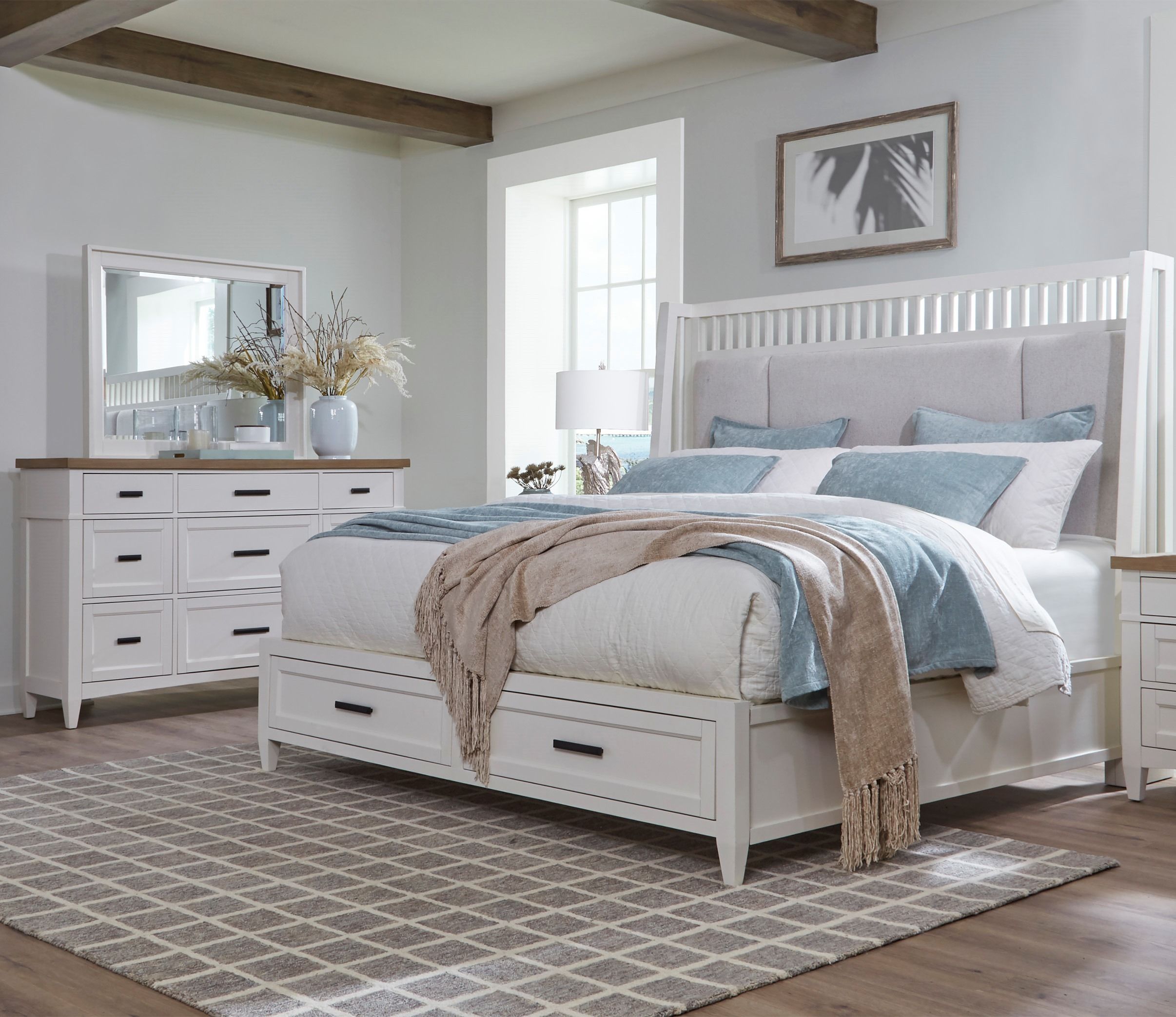 Americana Modern - Bedroom King Shelter Bed With Dresser And Mirror - Cotton Image
