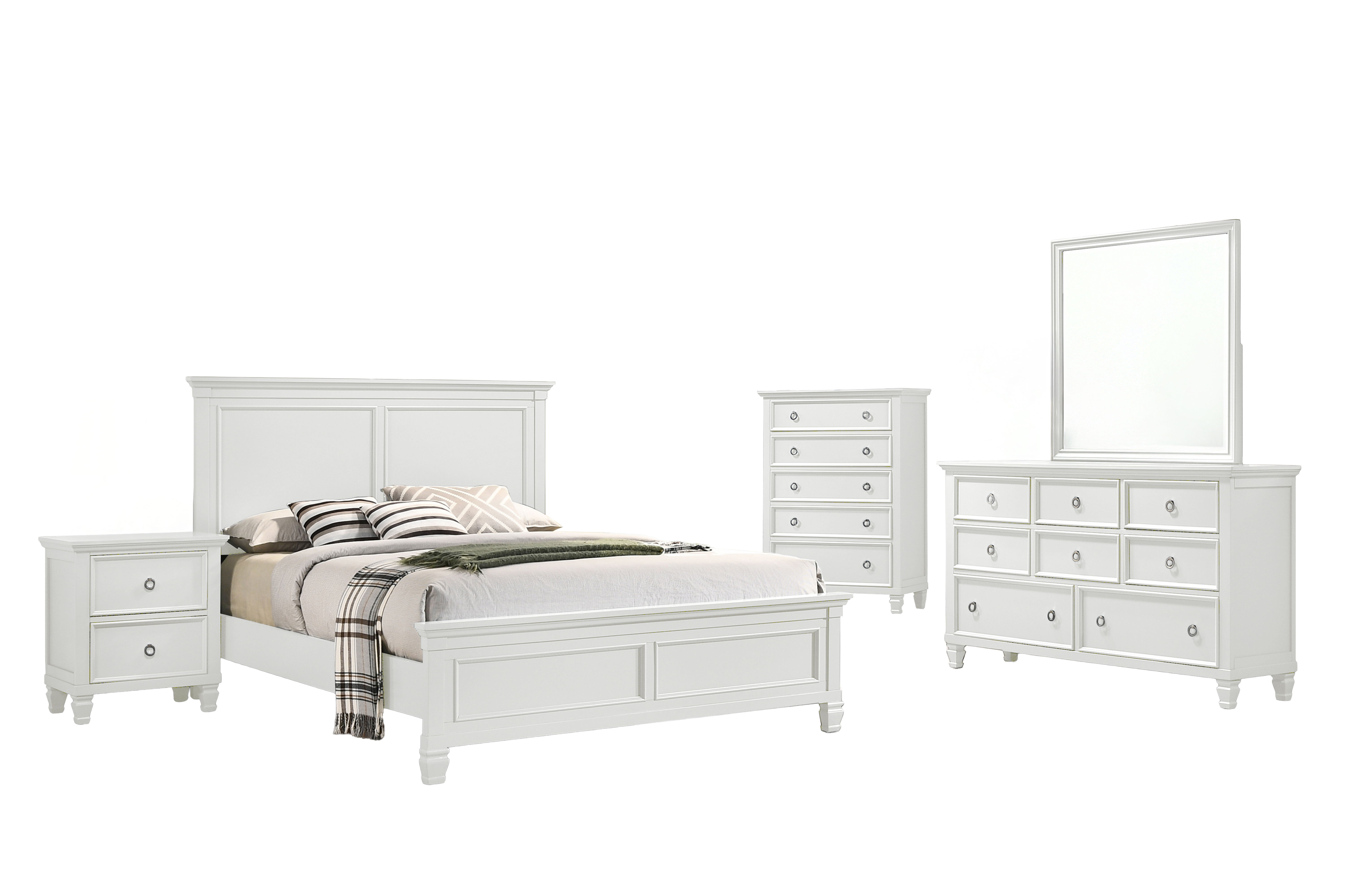 Eastern King · 5 Pc · Bed, Dresser, Mirror, Nighstand, Chest