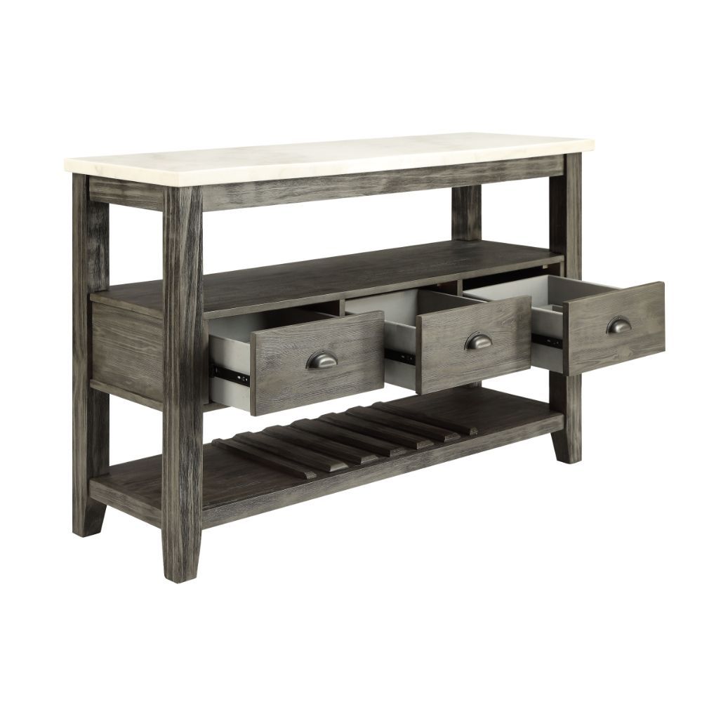 Merel - Server - White Marble Top & Gray Oak, dark gray, view 2