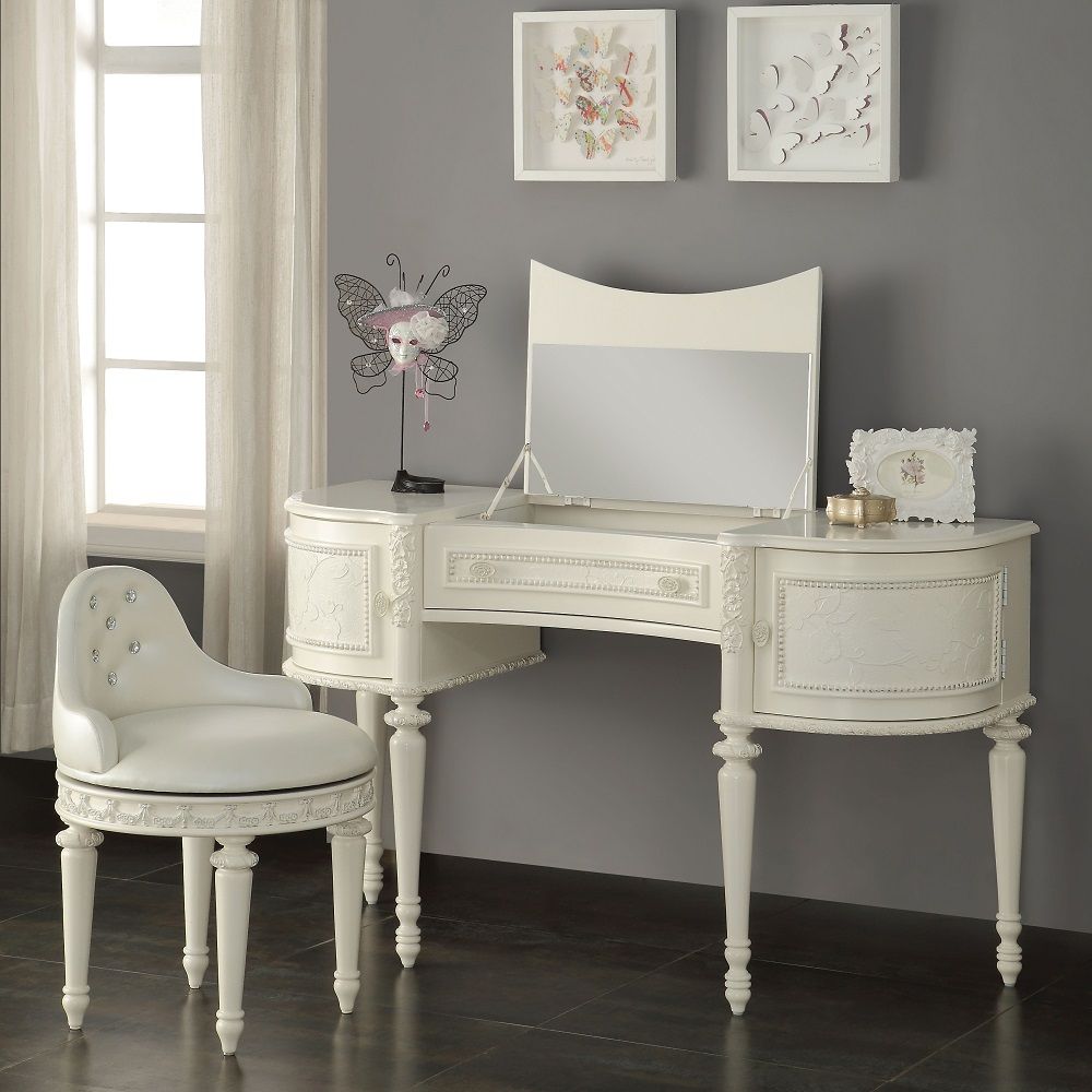 Dorothy - Vanity Desk & Mirror - Ivory, white, view 5