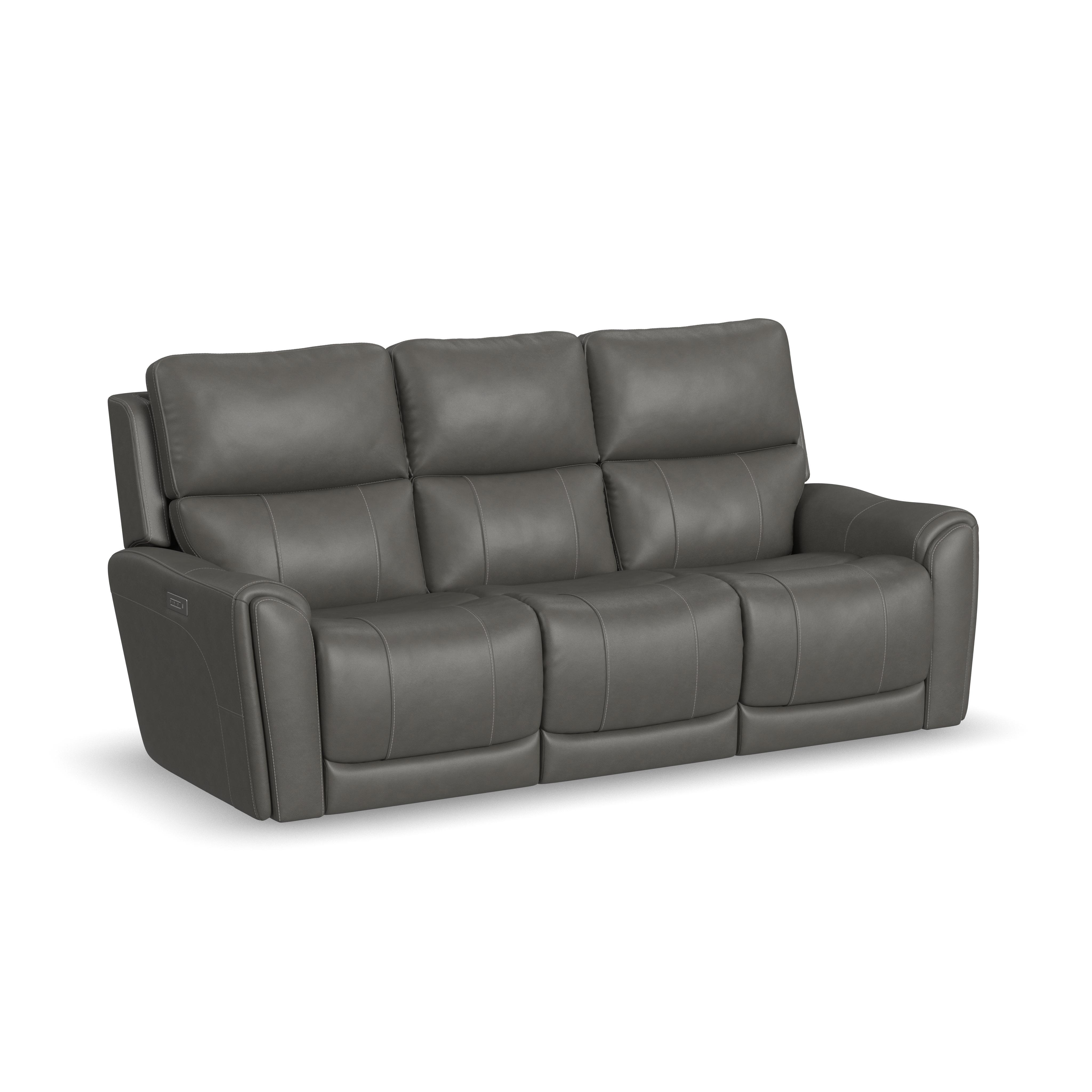 Carter - Power Reclining Sofa With Console & Power Headrests & Lumbar - Smoke, dark gray