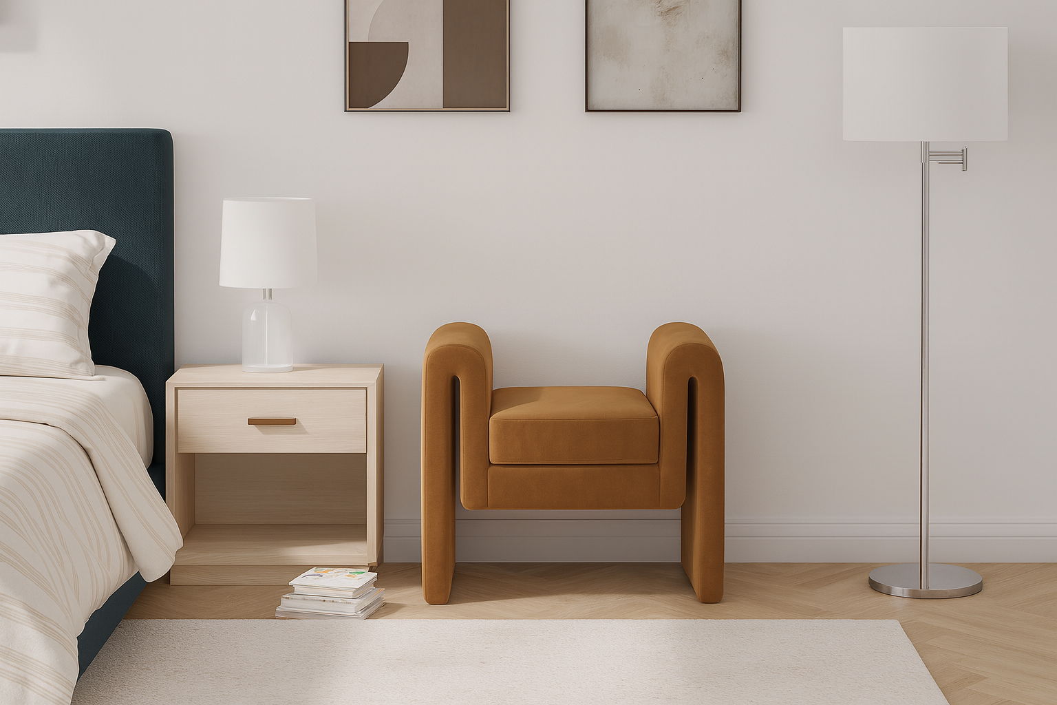 Sloan - Fabric Bench - Saddle