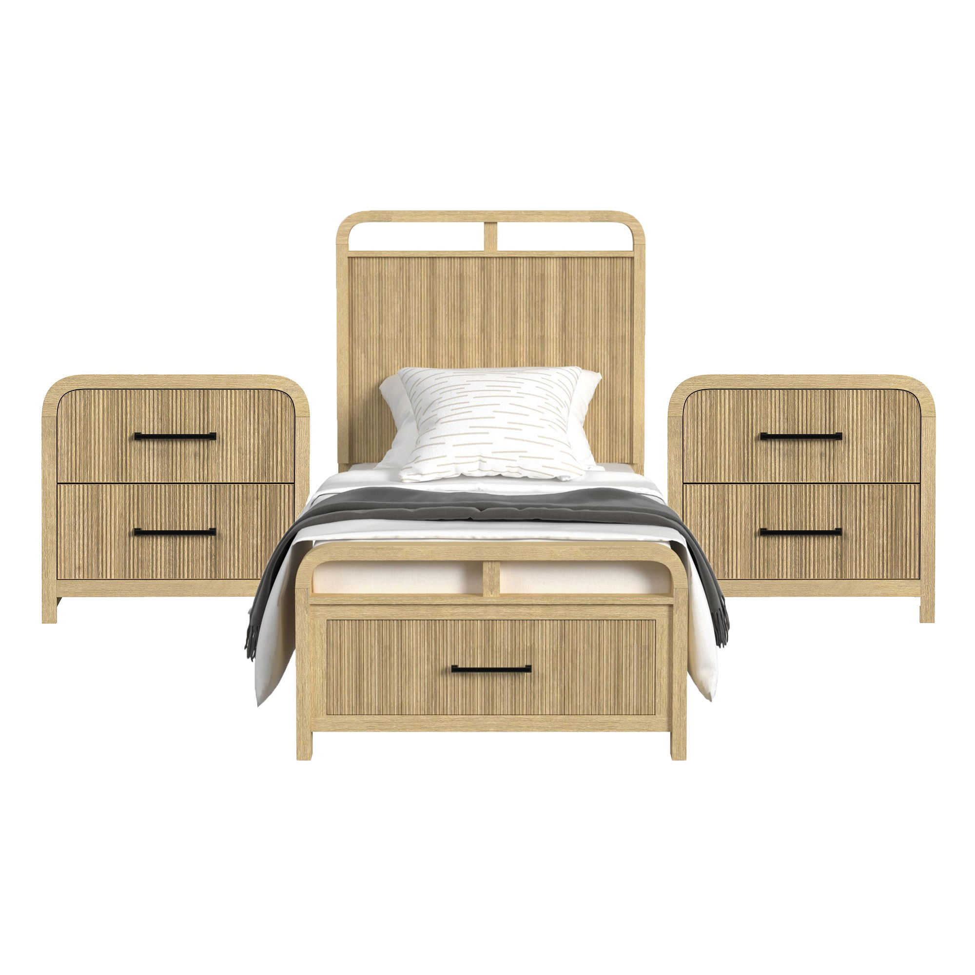 Twin · 3 Pc · Bedroom Set With 2 Nightstands