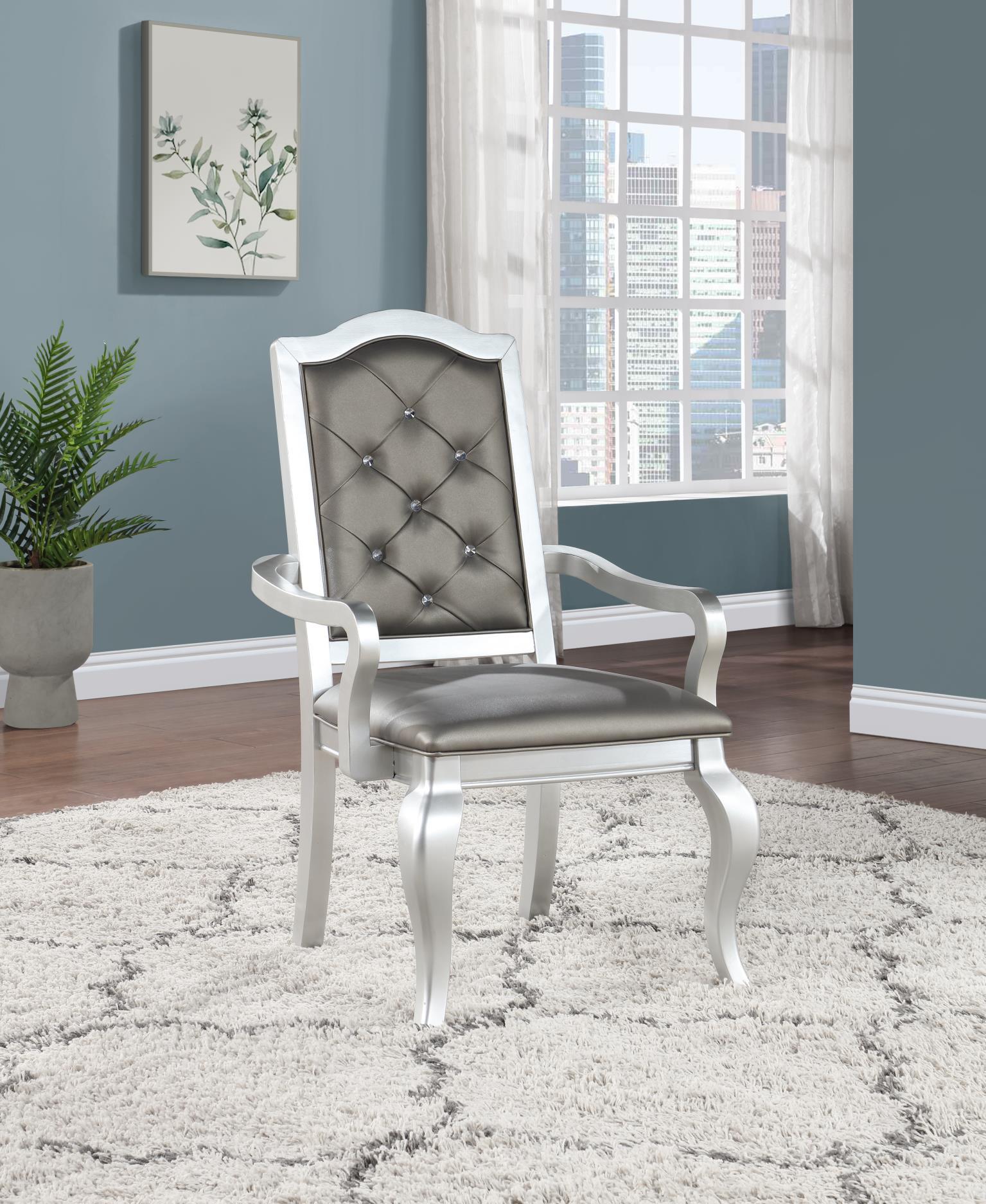 D109 - Dining Arm Chair - Shimmer Silver