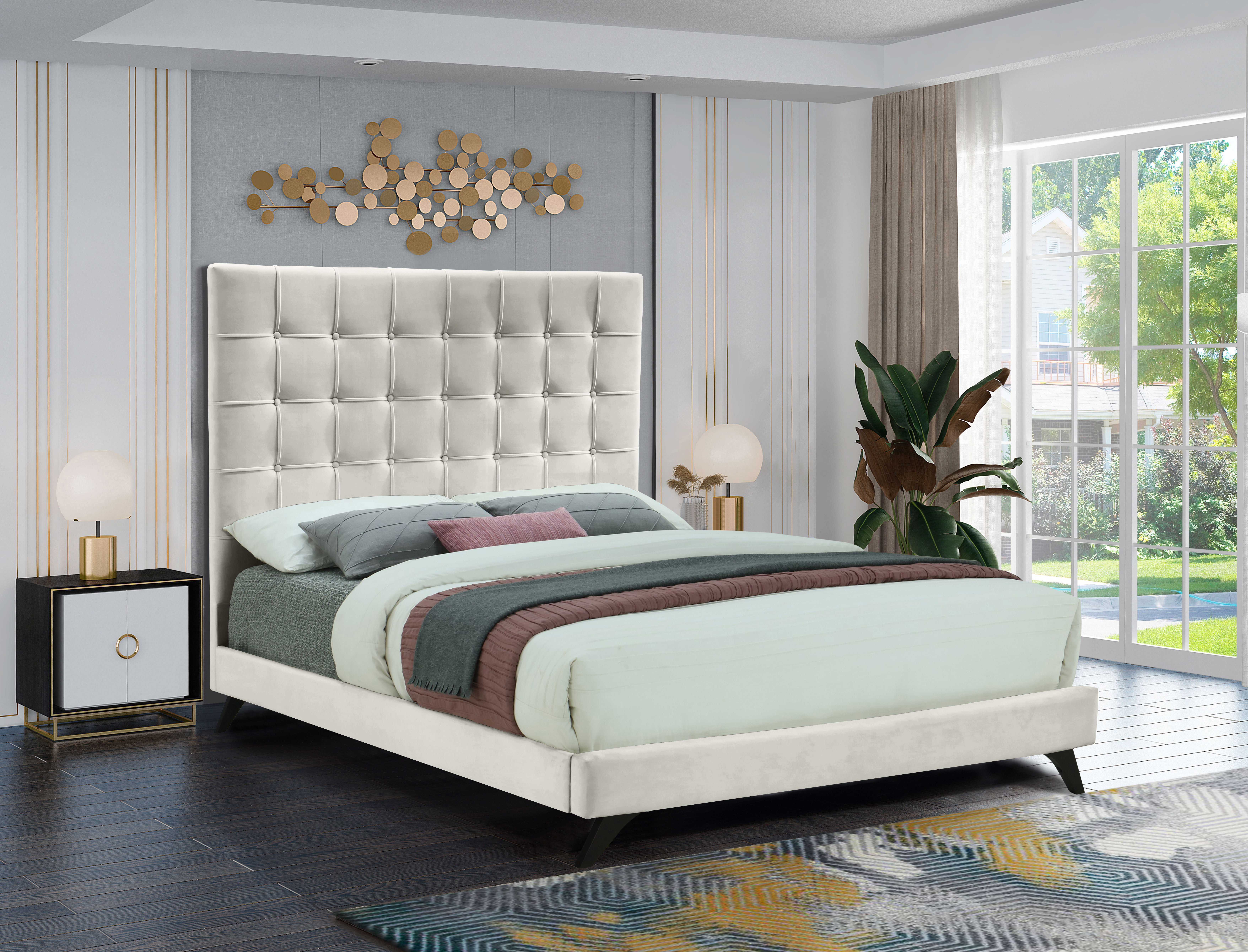 Elly - King Bed - Cream